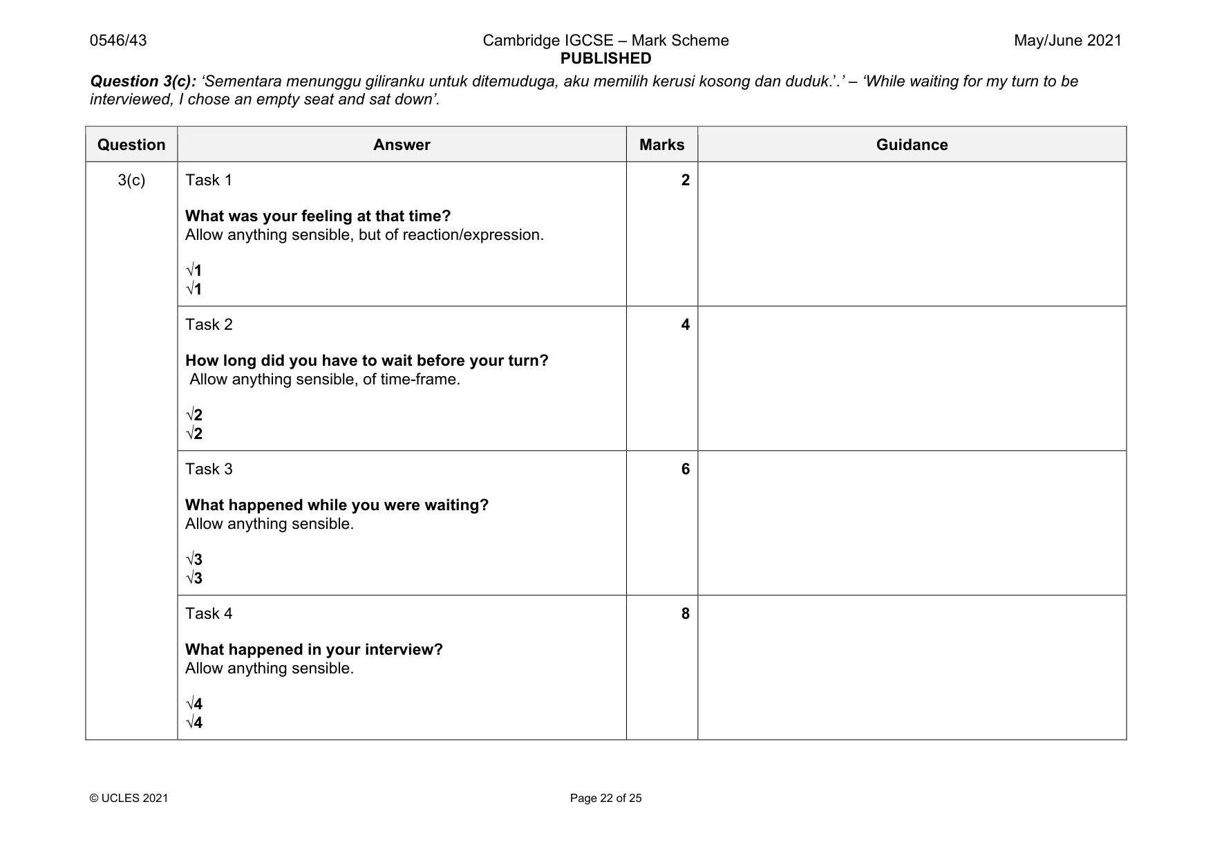 Mark scheme, page 22 of 25