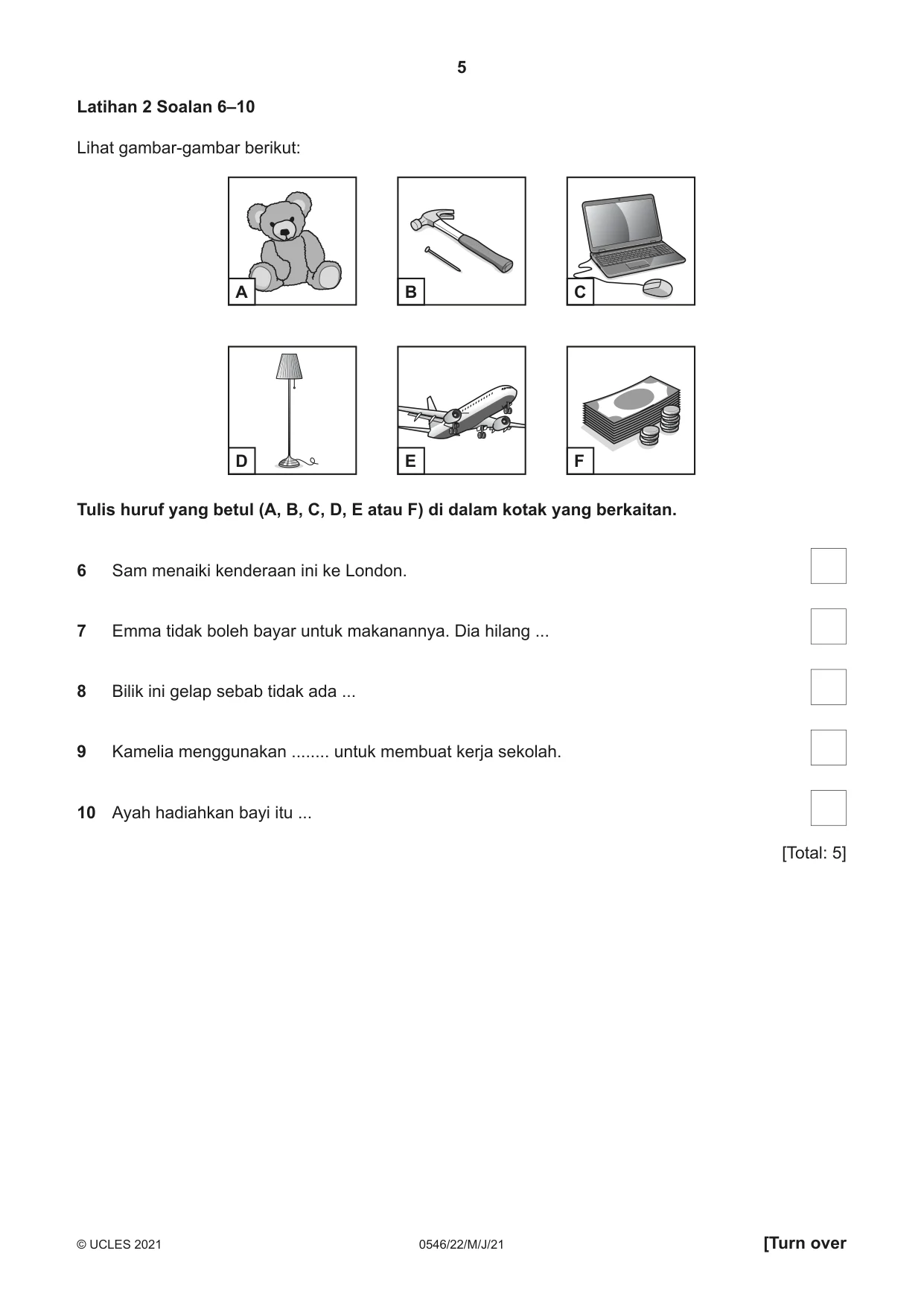 Cambridge IGCSE Malay - Foreign Language 0546 2021 May/June Paper 2 · Variant 2 question paper, page 5 of 16