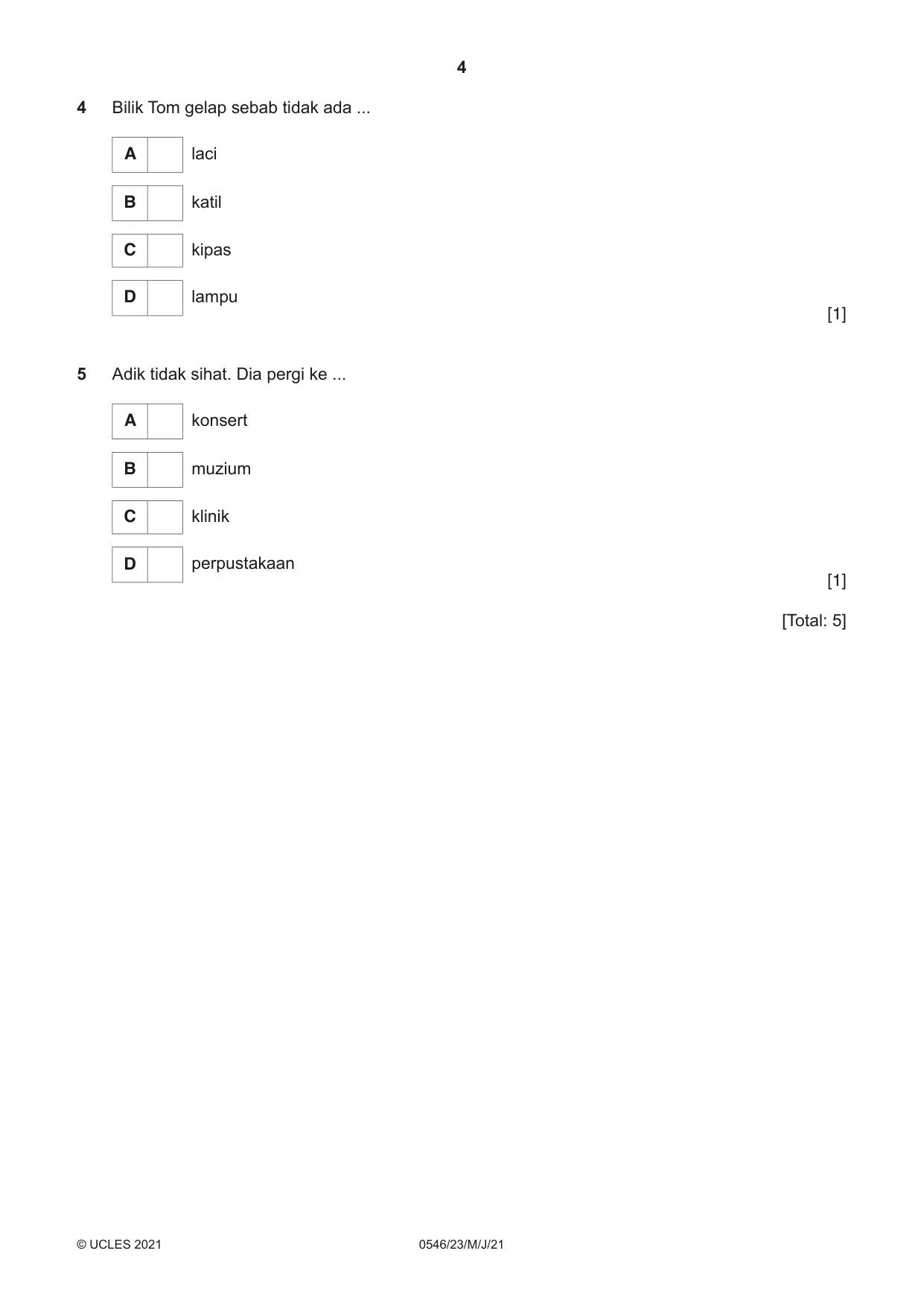 Cambridge IGCSE Malay - Foreign Language 0546 2021 May/June Paper 2 · Variant 3 question paper, page 4 of 16