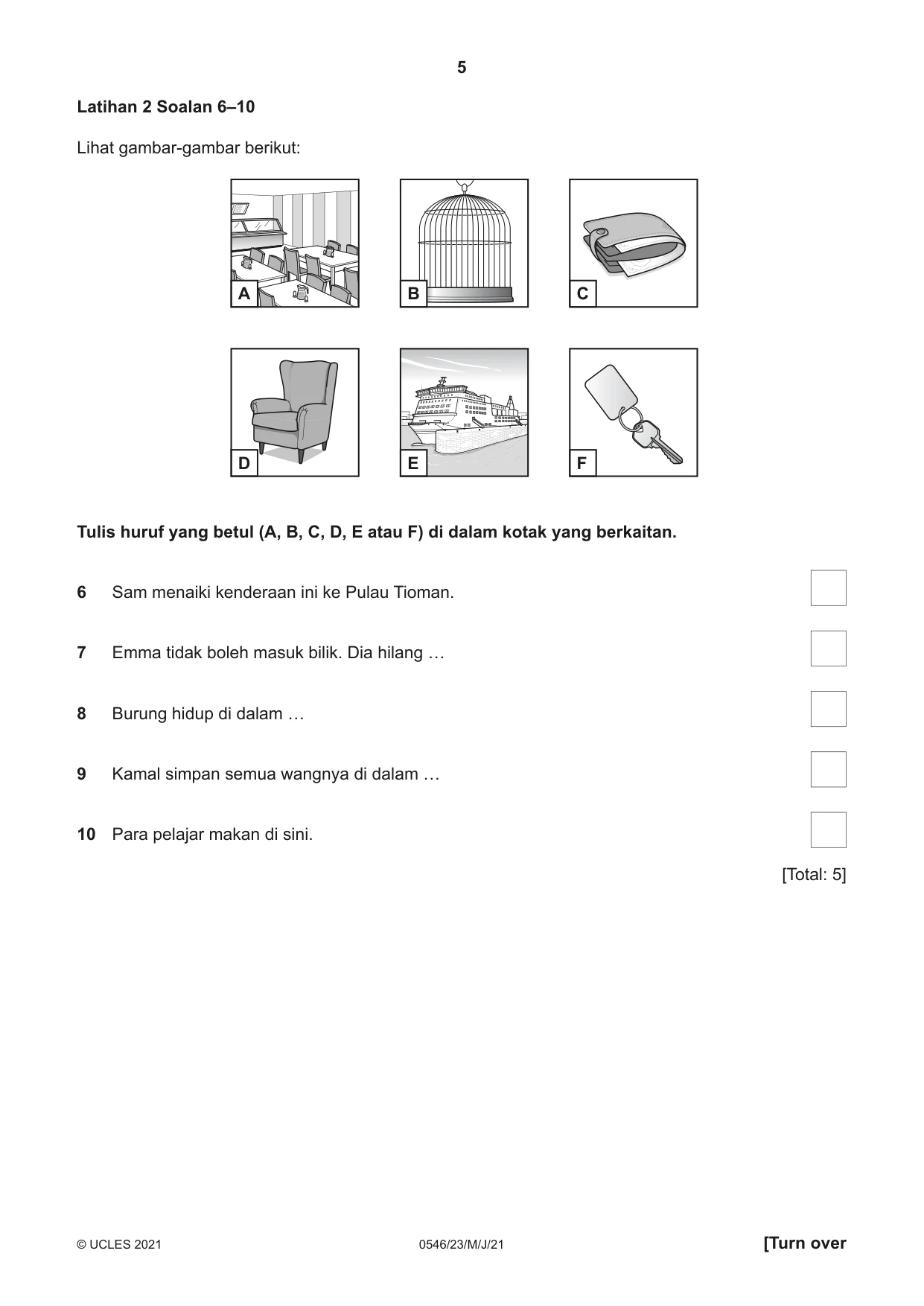 Cambridge IGCSE Malay - Foreign Language 0546 2021 May/June Paper 2 · Variant 3 question paper, page 5 of 16