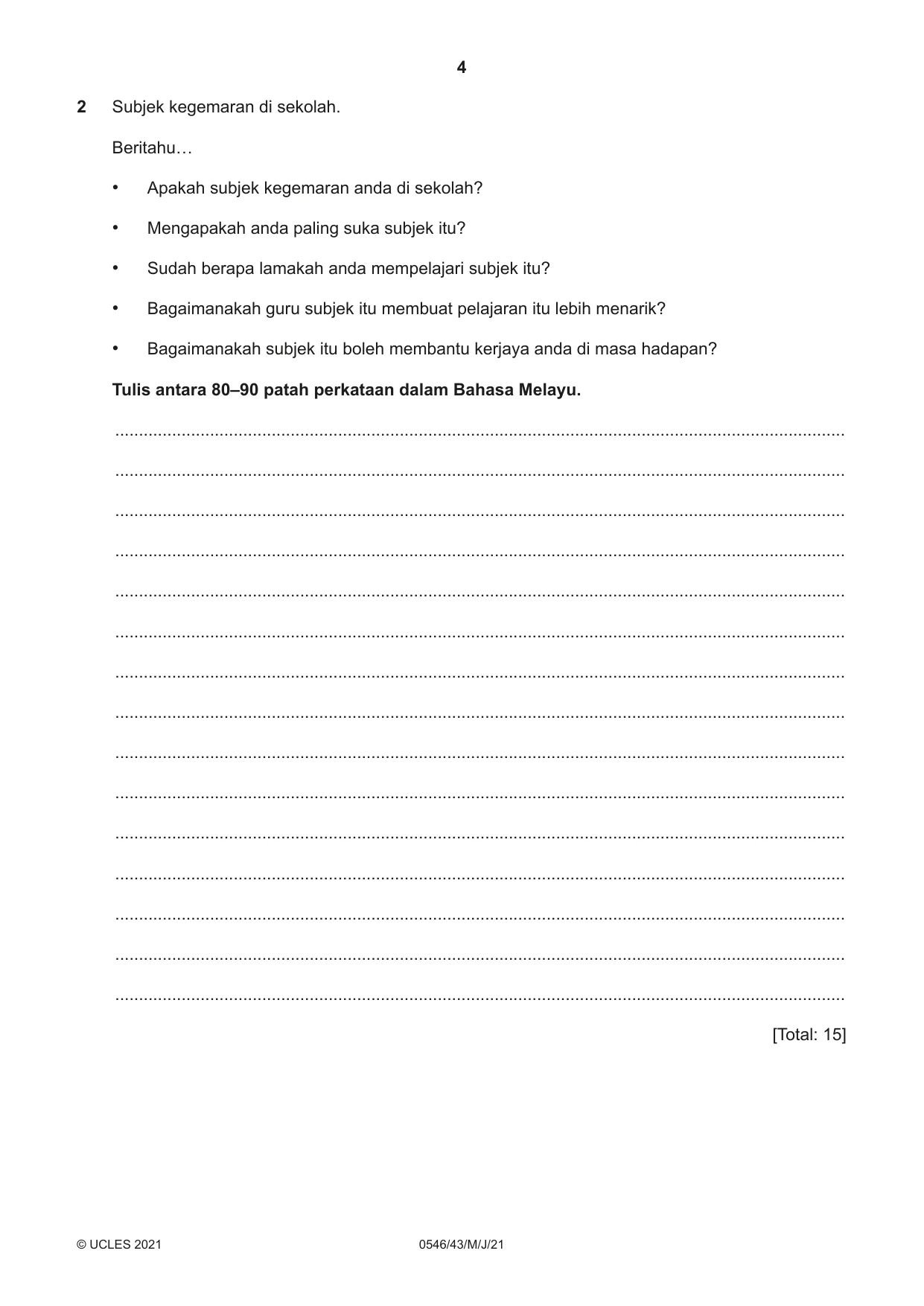 Cambridge IGCSE Malay - Foreign Language 0546 2021 May/June Paper 4 · Variant 3 question paper, page 4 of 8