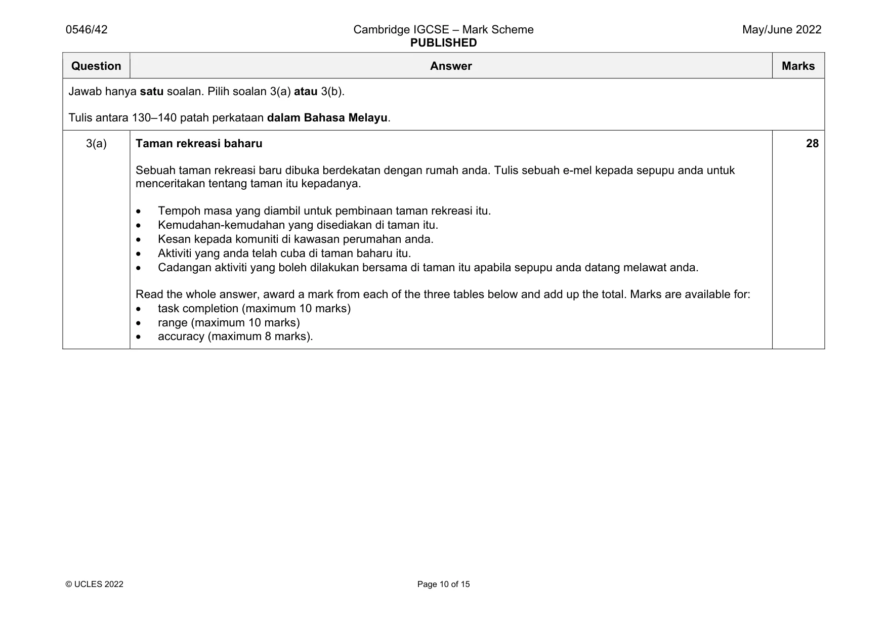 Mark scheme, page 10 of 15