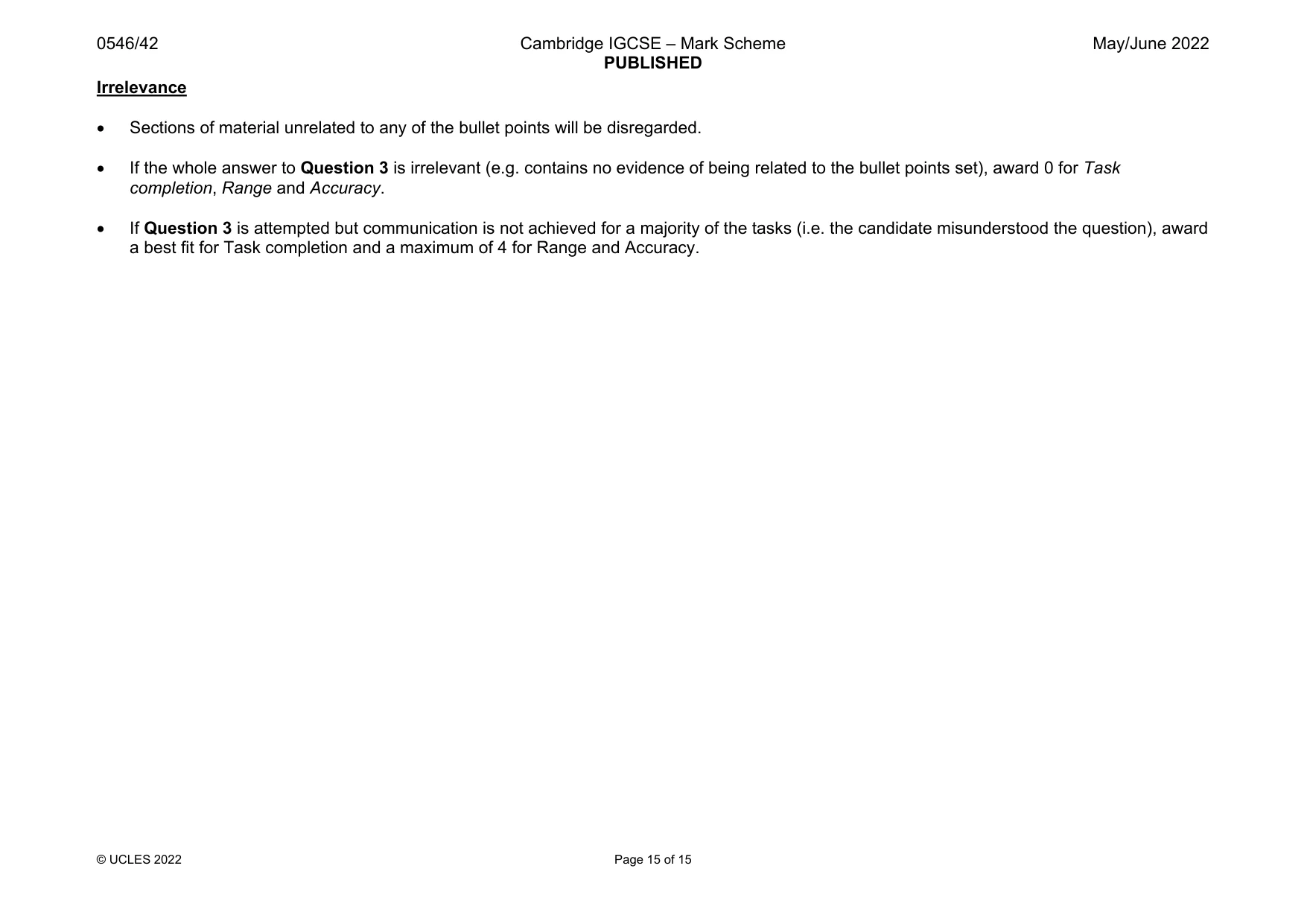 Mark scheme, page 15 of 15