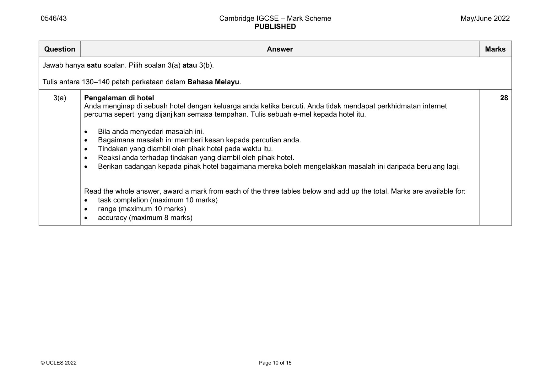 Mark scheme, page 10 of 15