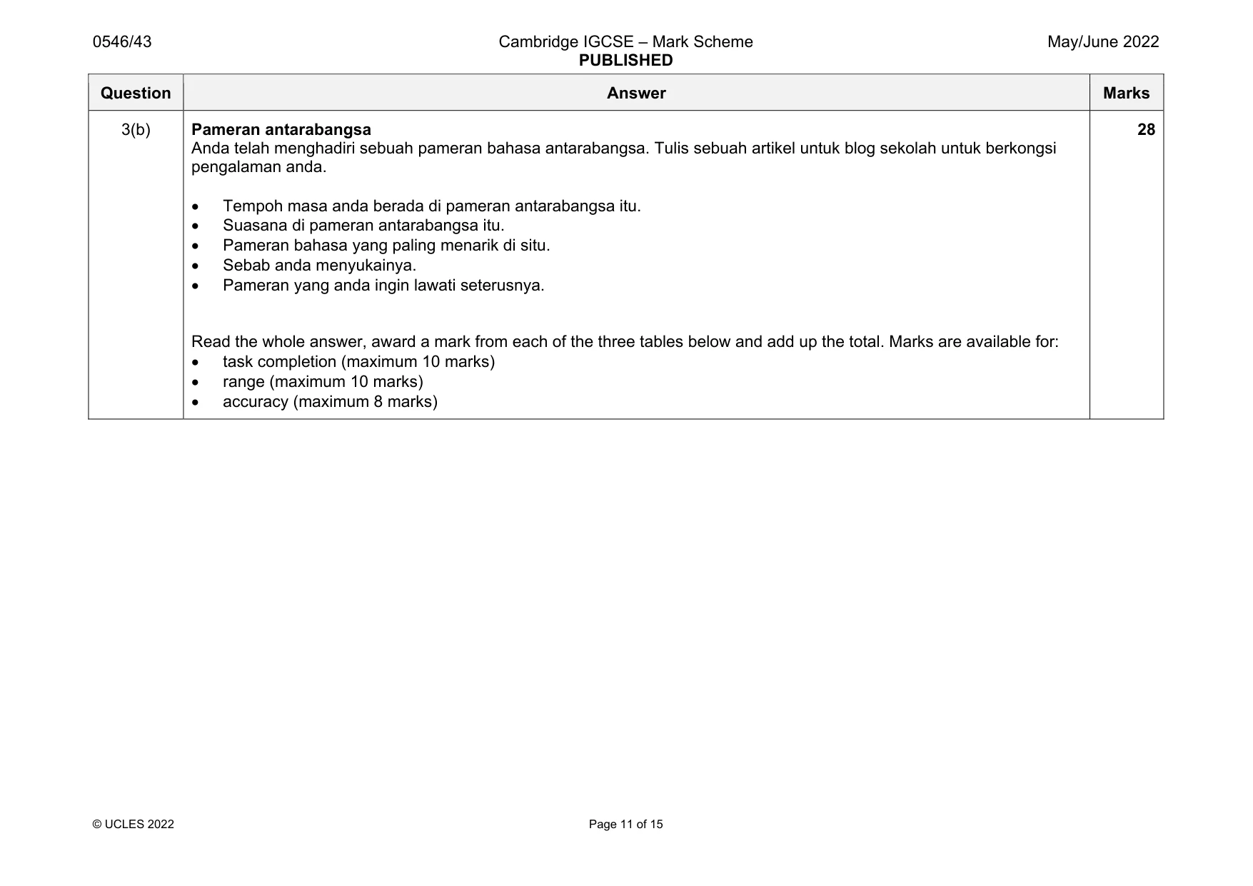 Mark scheme, page 11 of 15