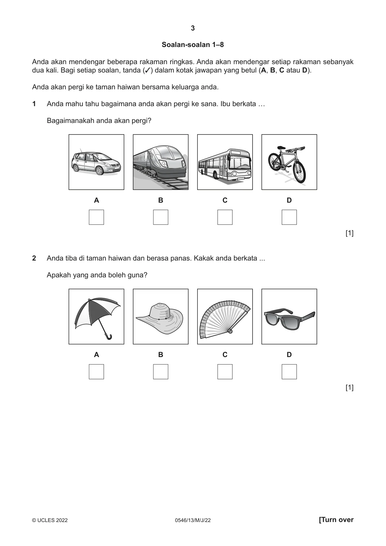 Cambridge IGCSE Malay - Foreign Language 0546 2022 May/June Paper 1 · Variant 3 question paper, page 3 of 16