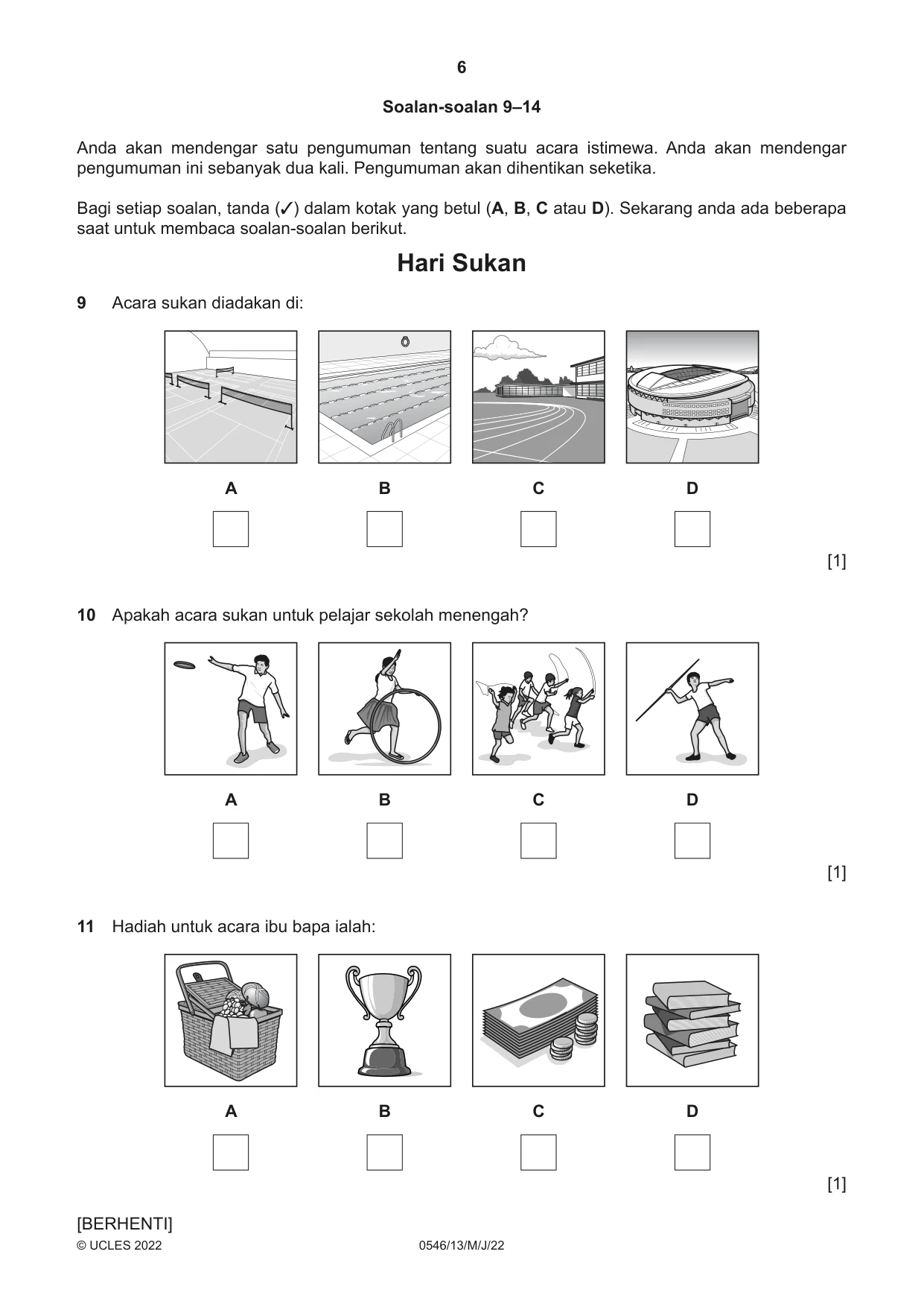 Cambridge IGCSE Malay - Foreign Language 0546 2022 May/June Paper 1 · Variant 3 question paper, page 6 of 16