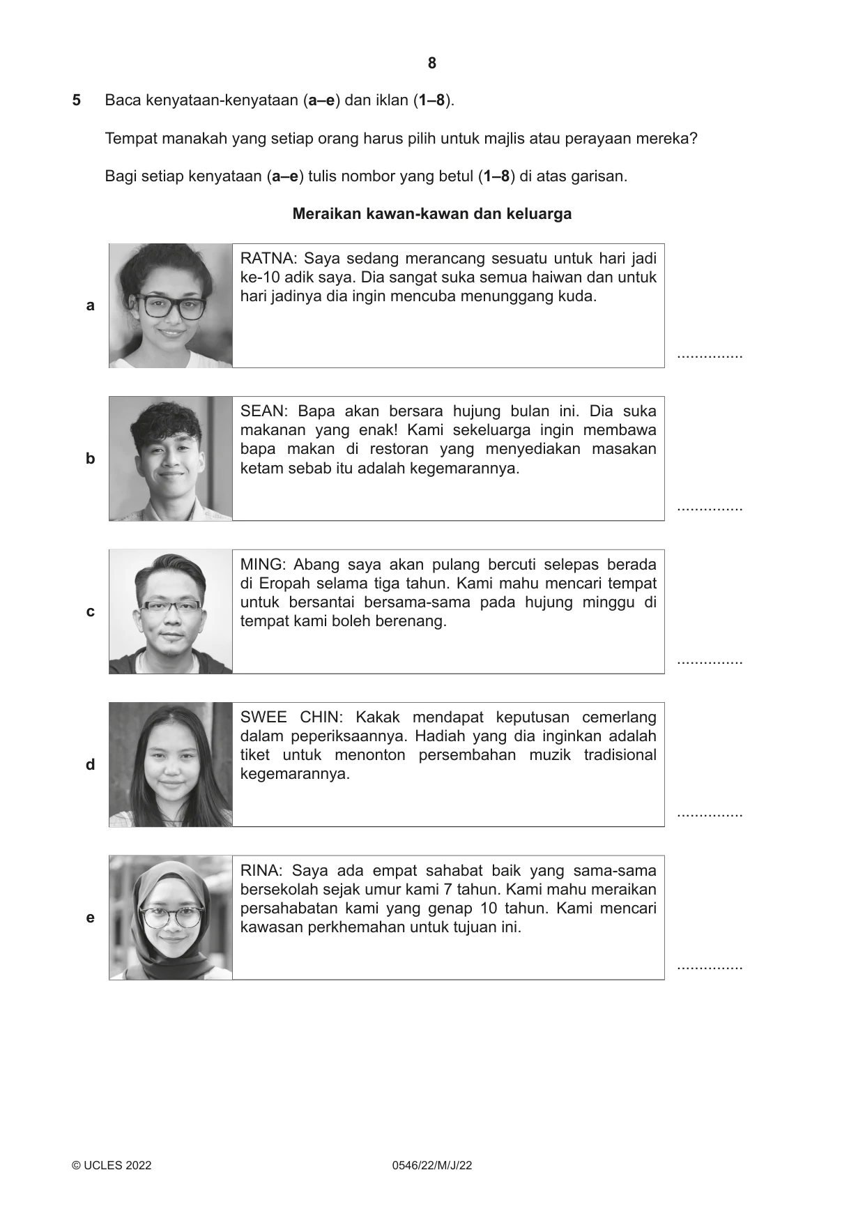 Cambridge IGCSE Malay - Foreign Language 0546 2022 May/June Paper 2 · Variant 2 question paper, page 8 of 12