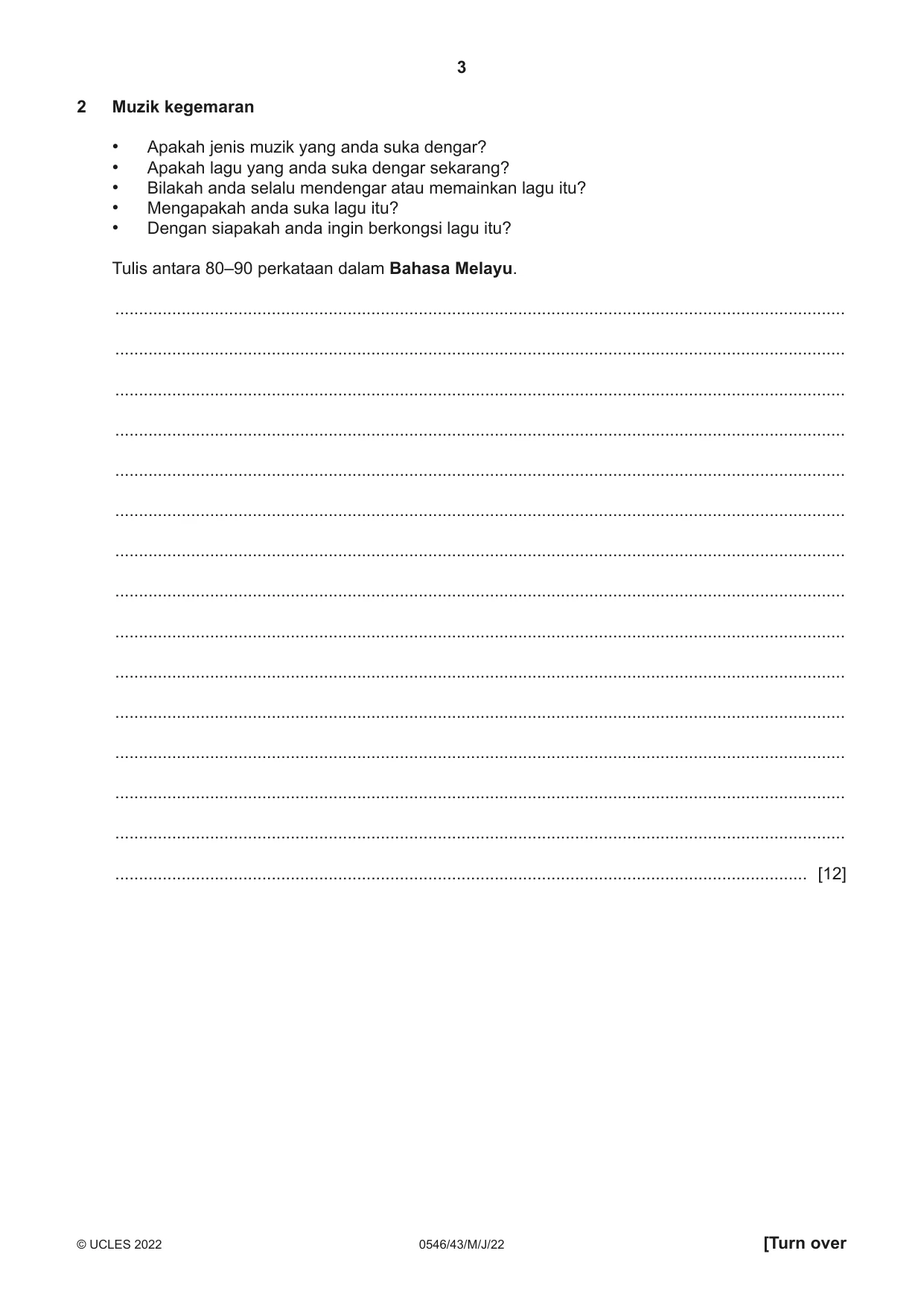Cambridge IGCSE Malay - Foreign Language 0546 2022 May/June Paper 4 · Variant 3 question paper, page 3 of 8