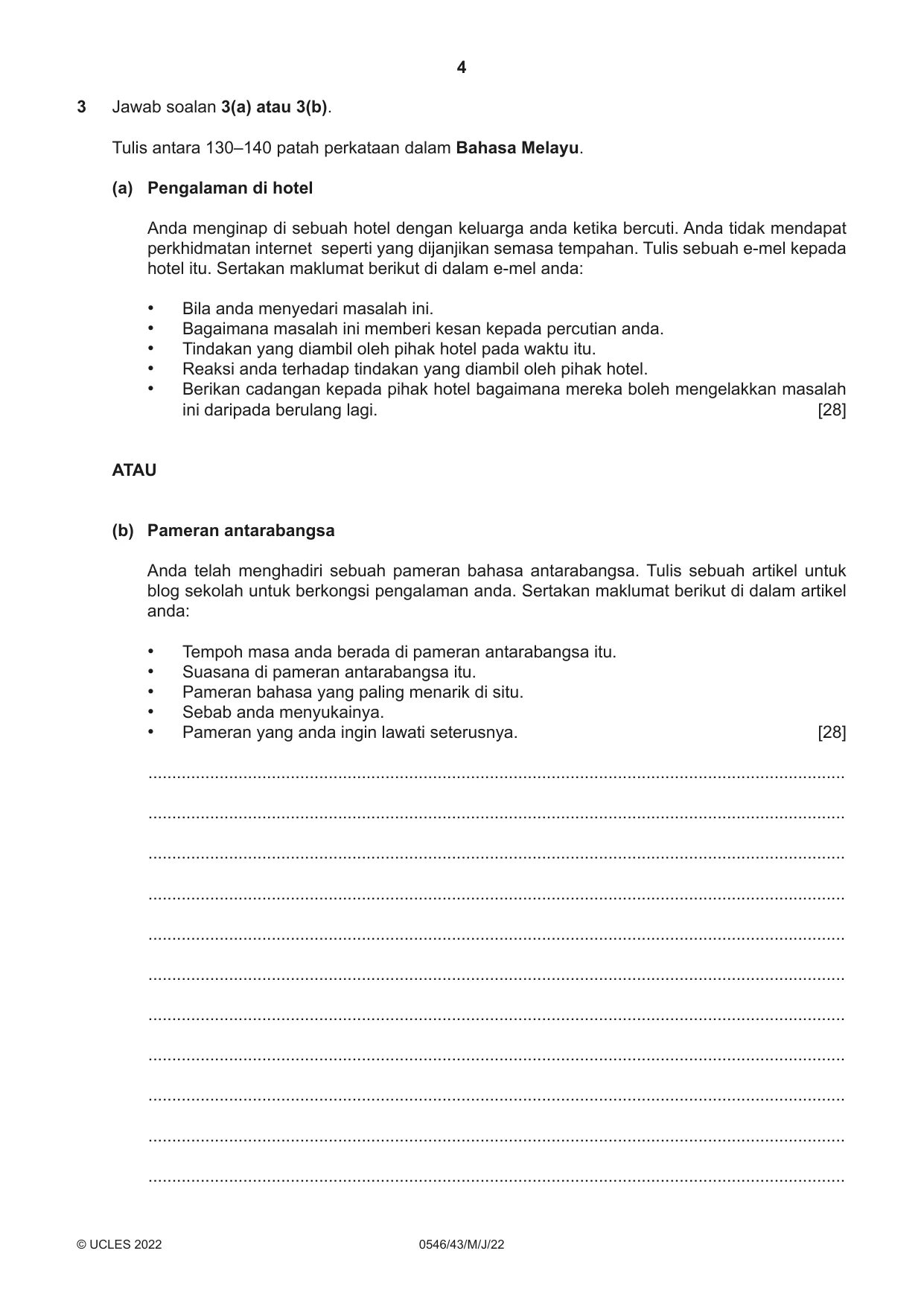 Cambridge IGCSE Malay - Foreign Language 0546 2022 May/June Paper 4 · Variant 3 question paper, page 4 of 8