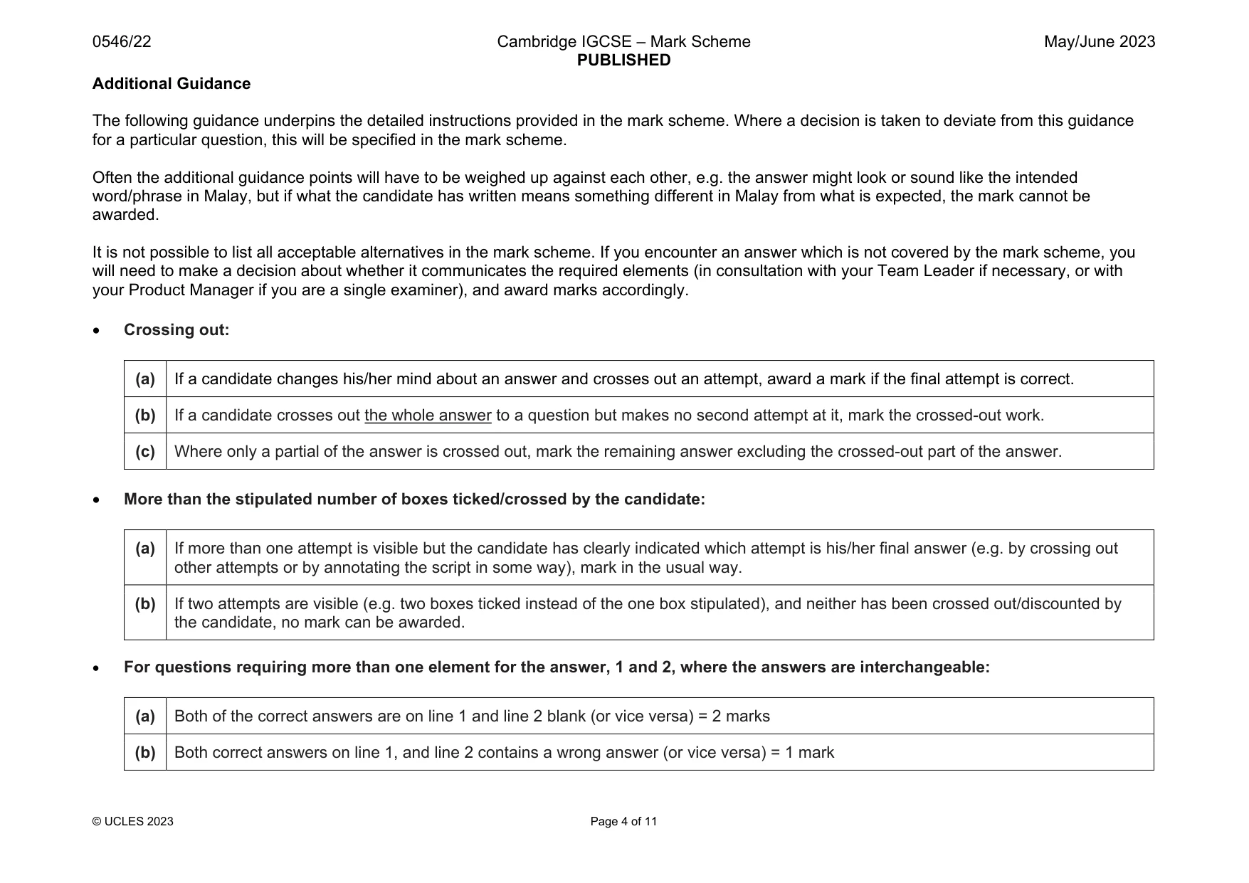 Mark scheme, page 4 of 11