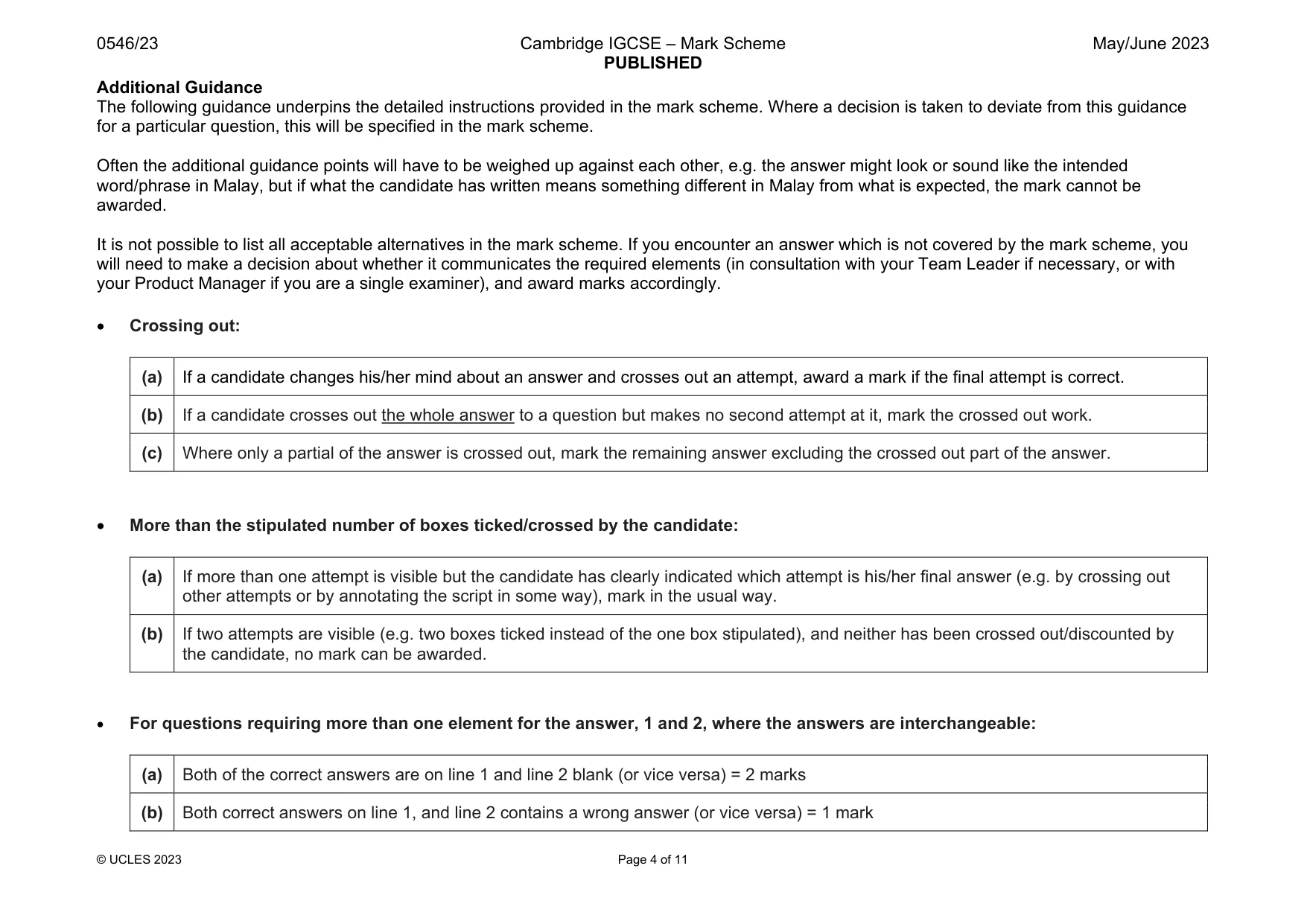 Mark scheme, page 4 of 11