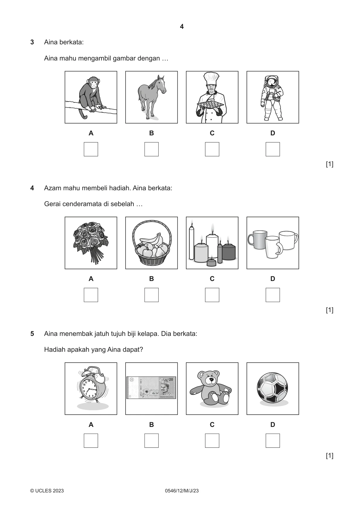 Cambridge IGCSE Malay - Foreign Language 0546 2023 May/June Paper 1 · Variant 2 question paper, page 4 of 16