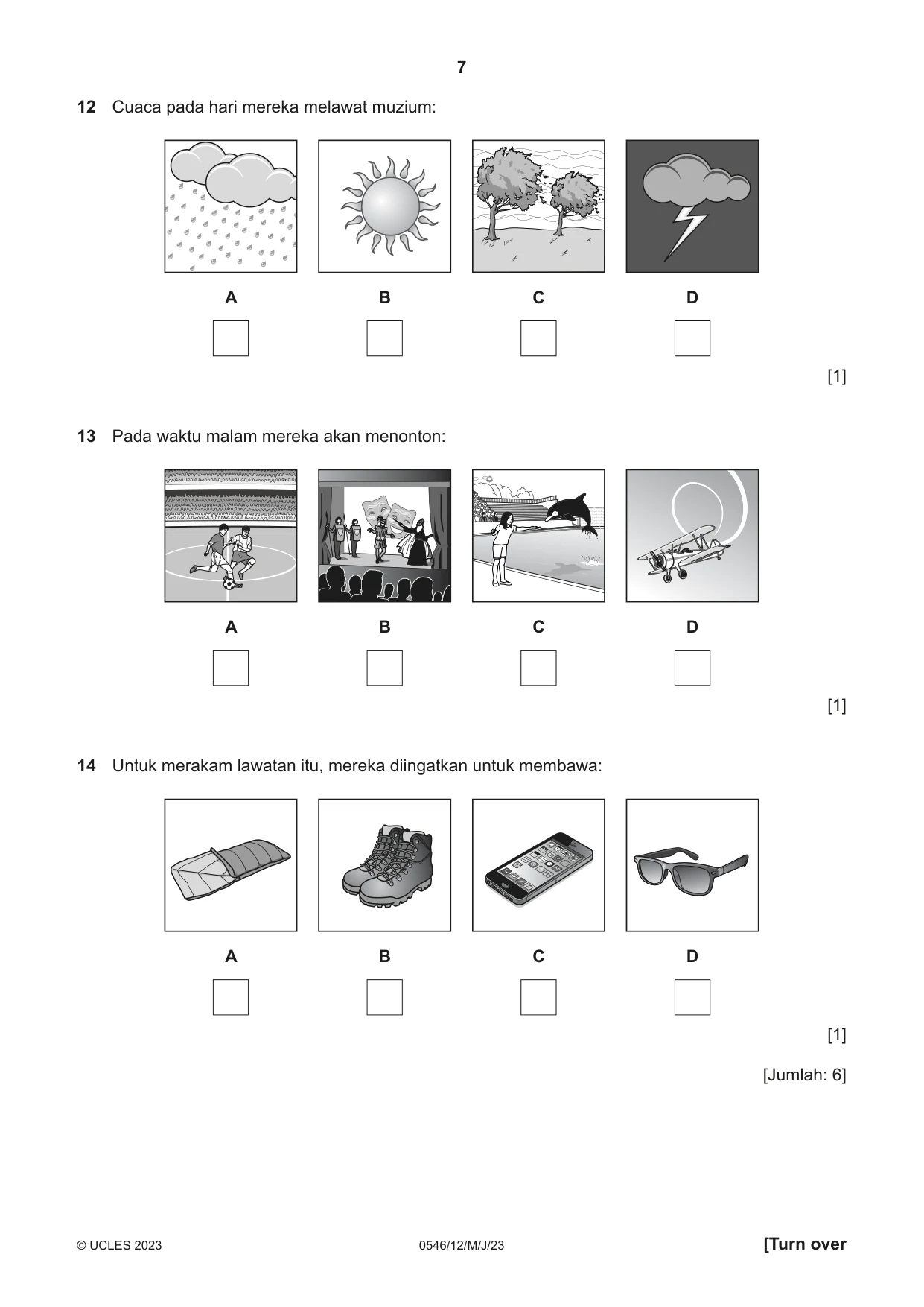 Cambridge IGCSE Malay - Foreign Language 0546 2023 May/June Paper 1 · Variant 2 question paper, page 7 of 16