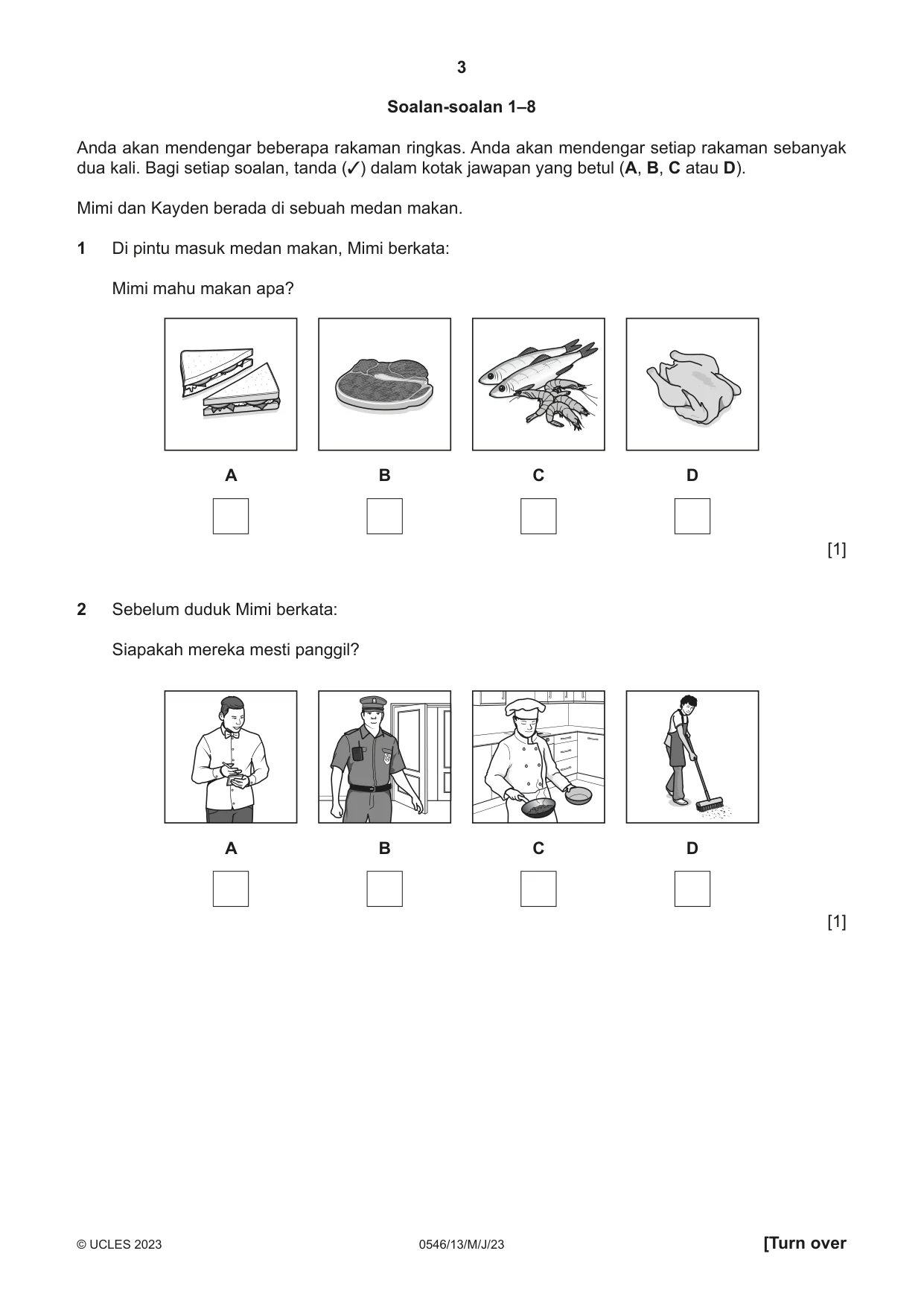Cambridge IGCSE Malay - Foreign Language 0546 2023 May/June Paper 1 · Variant 3 question paper, page 3 of 16