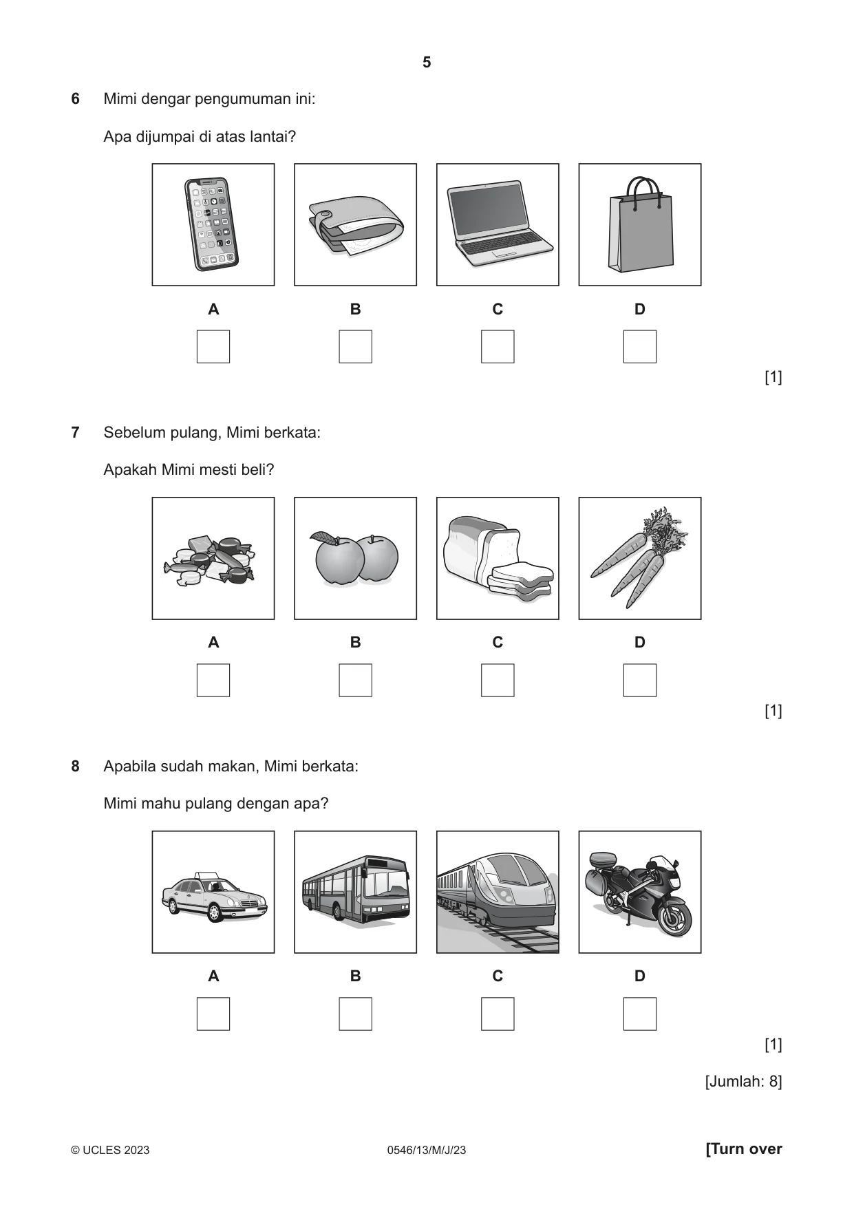 Cambridge IGCSE Malay - Foreign Language 0546 2023 May/June Paper 1 · Variant 3 question paper, page 5 of 16