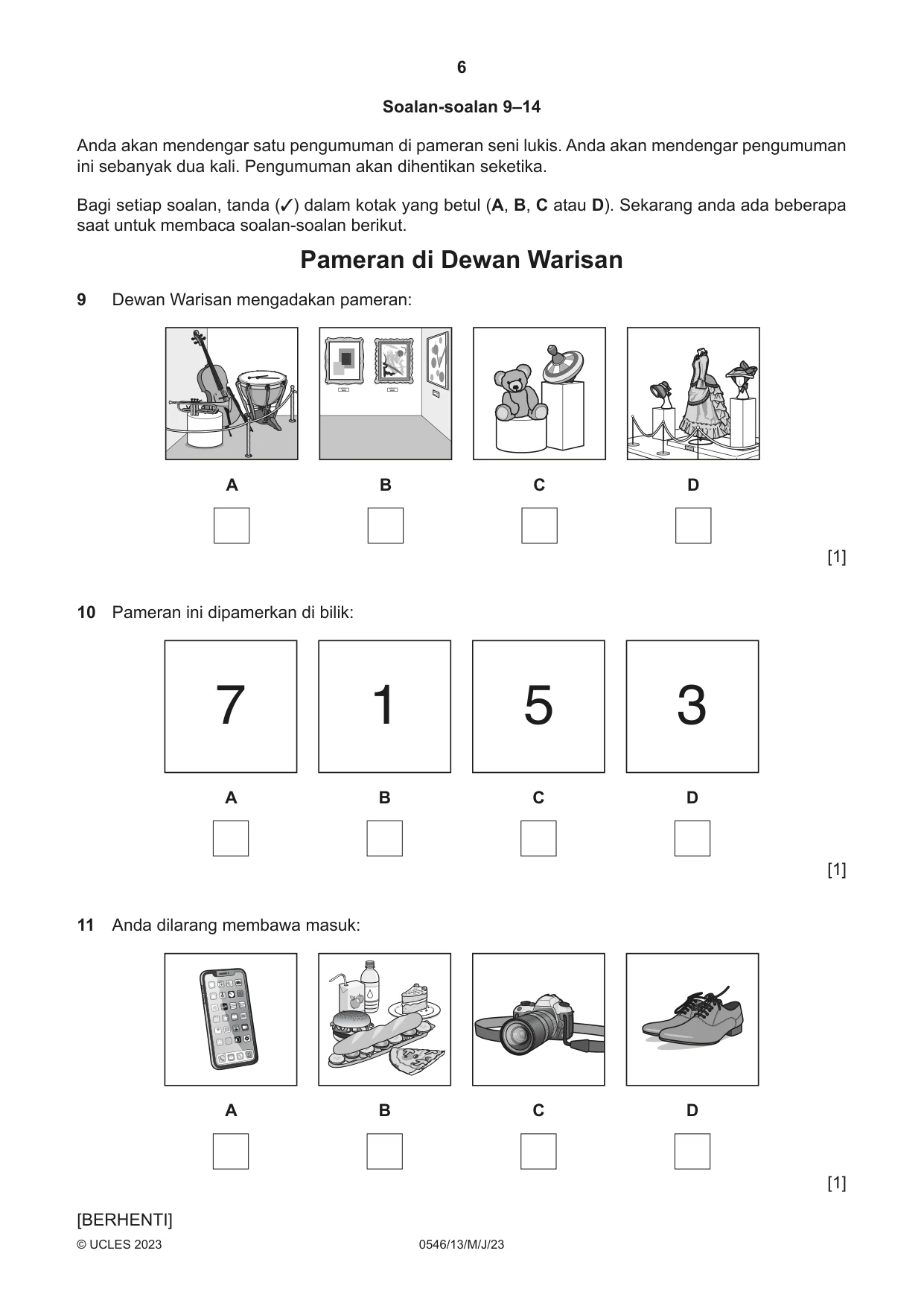 Cambridge IGCSE Malay - Foreign Language 0546 2023 May/June Paper 1 · Variant 3 question paper, page 6 of 16