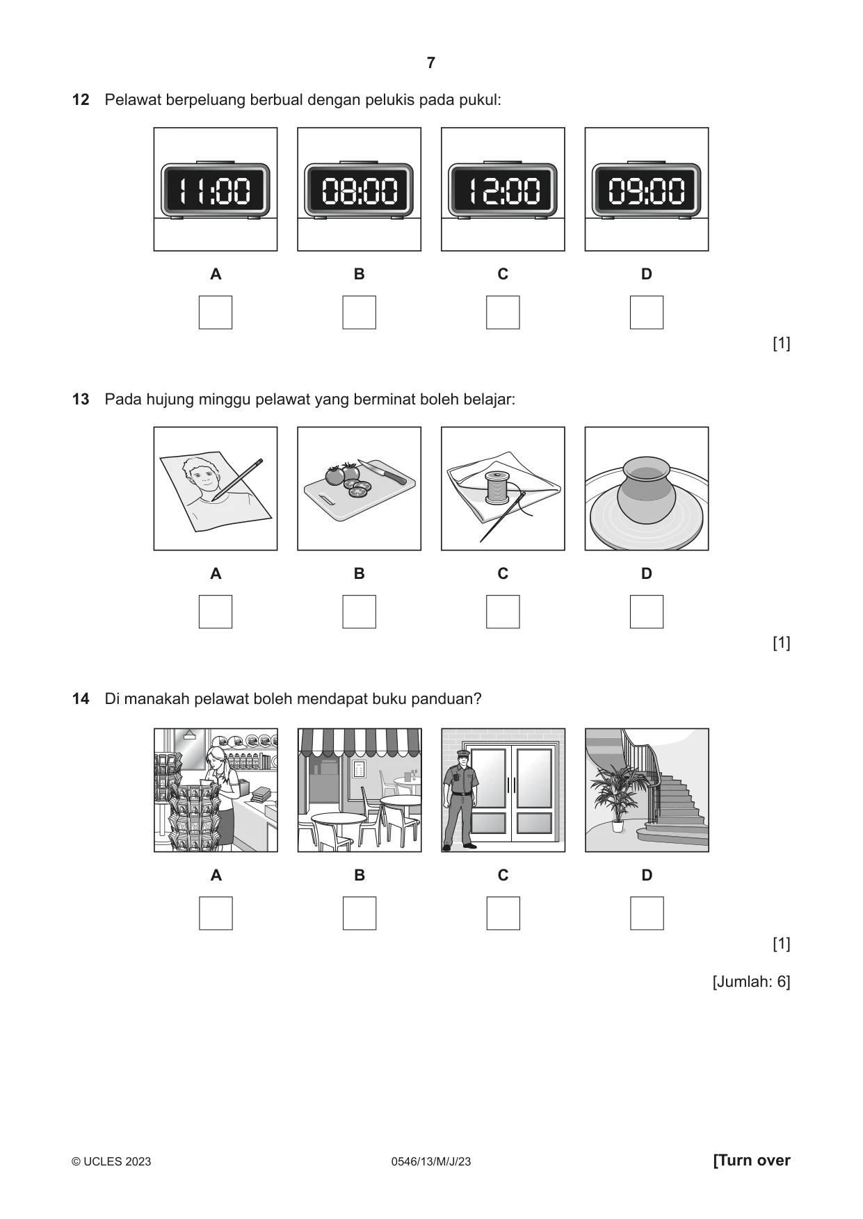 Cambridge IGCSE Malay - Foreign Language 0546 2023 May/June Paper 1 · Variant 3 question paper, page 7 of 16