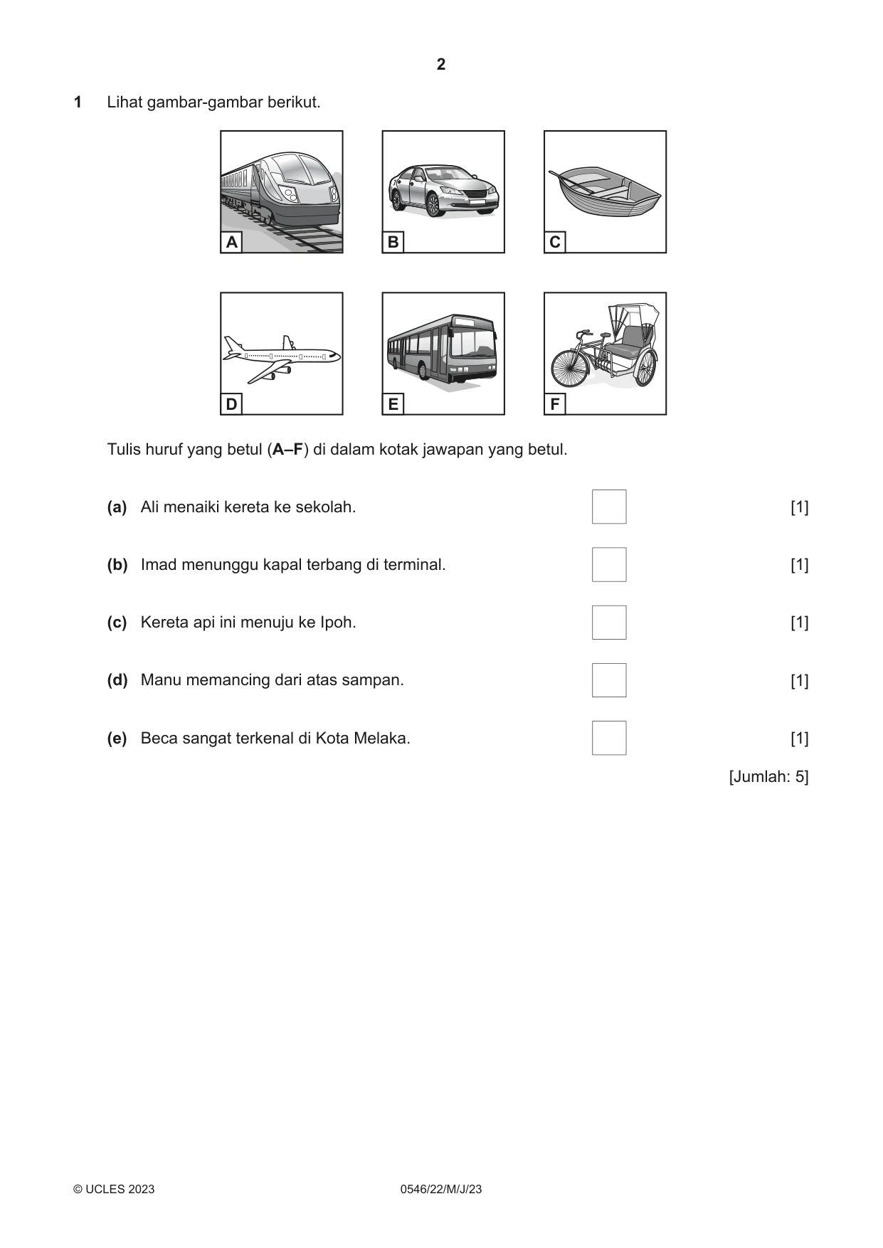 Cambridge IGCSE Malay - Foreign Language 0546 2023 May/June Paper 2 · Variant 2 question paper, page 2 of 12