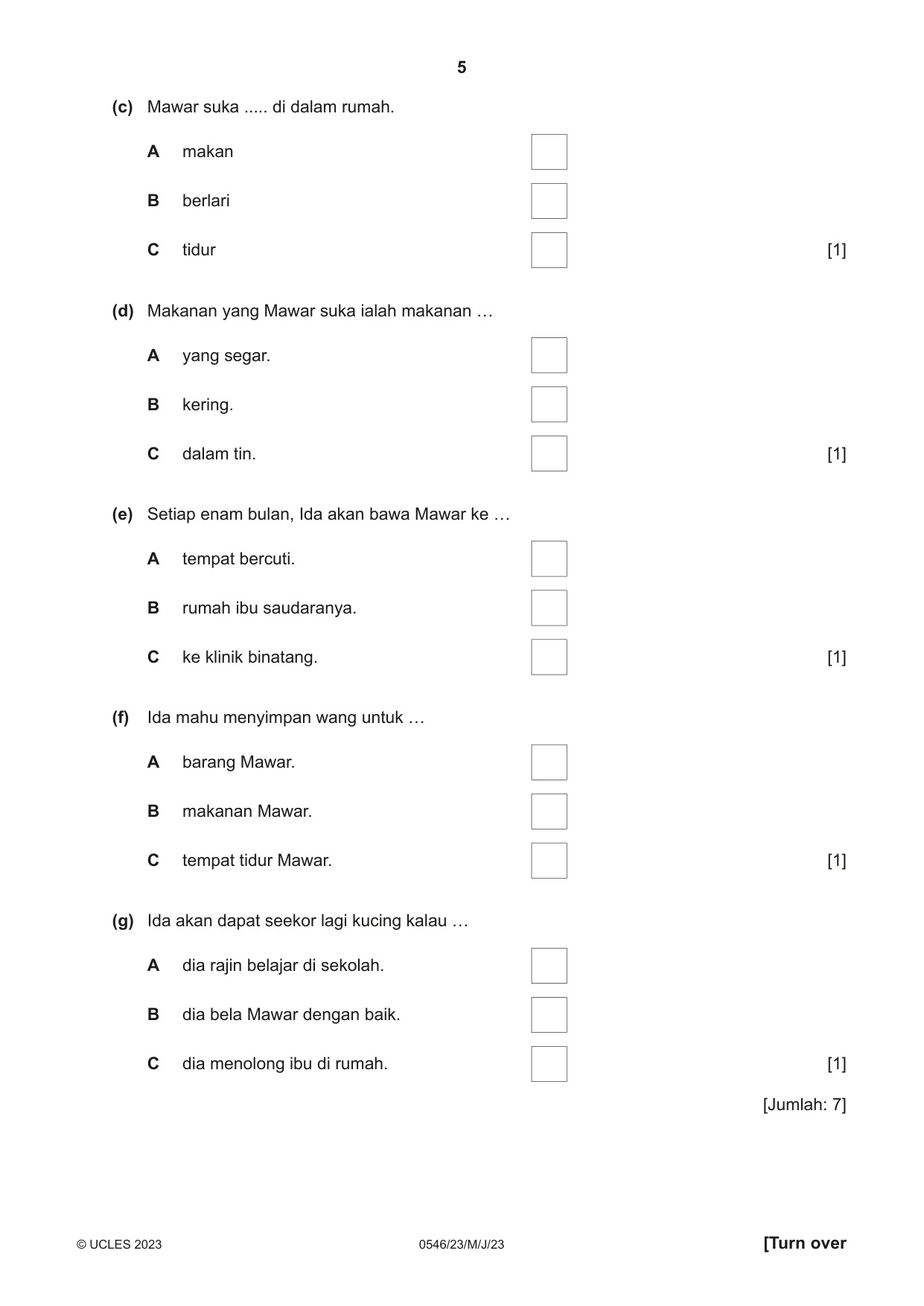 Cambridge IGCSE Malay - Foreign Language 0546 2023 May/June Paper 2 · Variant 3 question paper, page 5 of 12