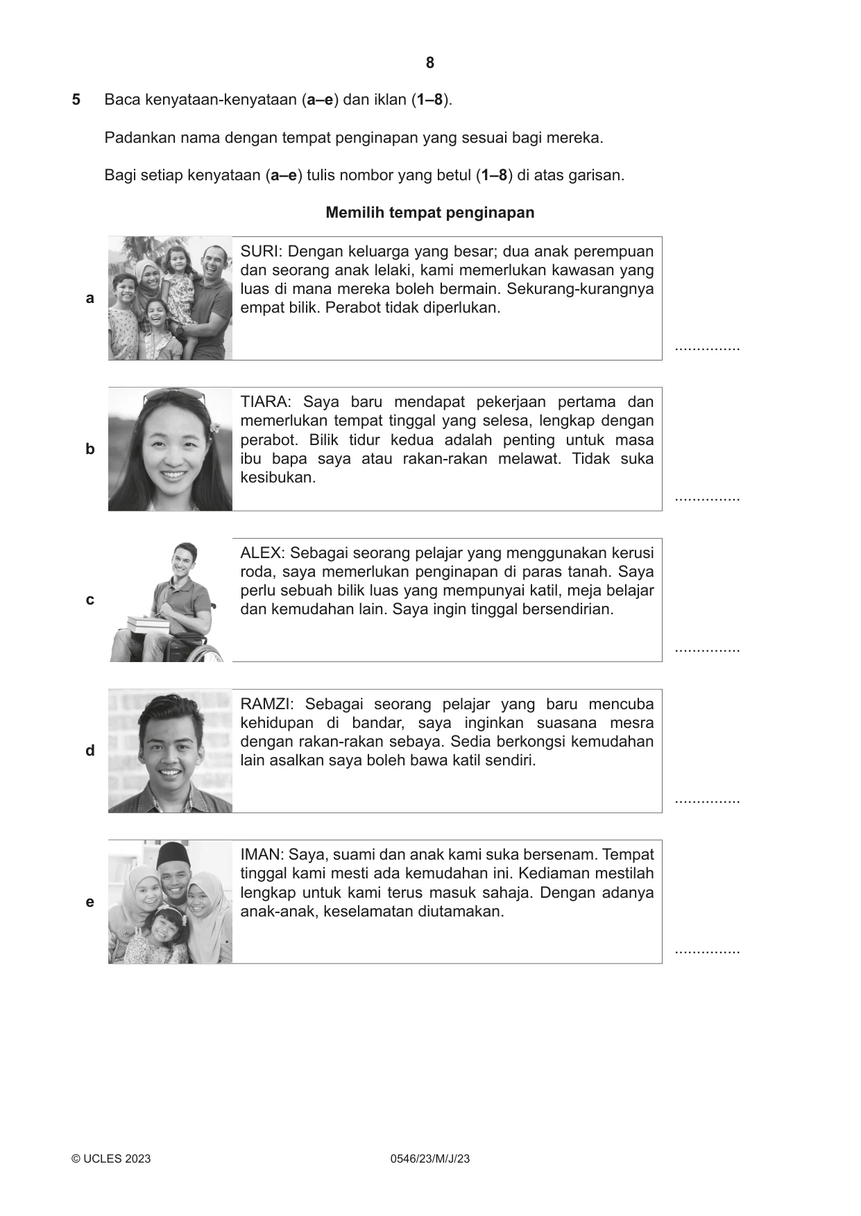 Cambridge IGCSE Malay - Foreign Language 0546 2023 May/June Paper 2 · Variant 3 question paper, page 8 of 12