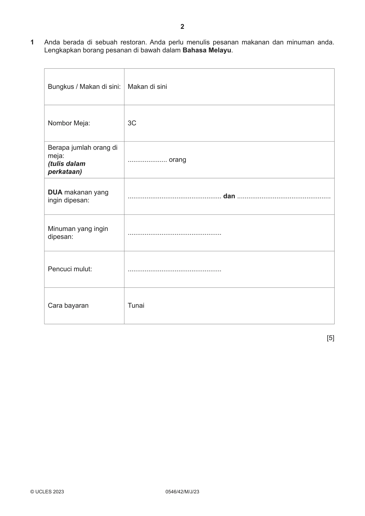 Cambridge IGCSE Malay - Foreign Language 0546 2023 May/June Paper 4 · Variant 2 question paper, page 2 of 8