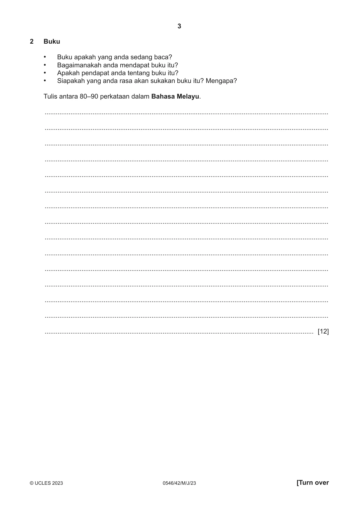 Cambridge IGCSE Malay - Foreign Language 0546 2023 May/June Paper 4 · Variant 2 question paper, page 3 of 8