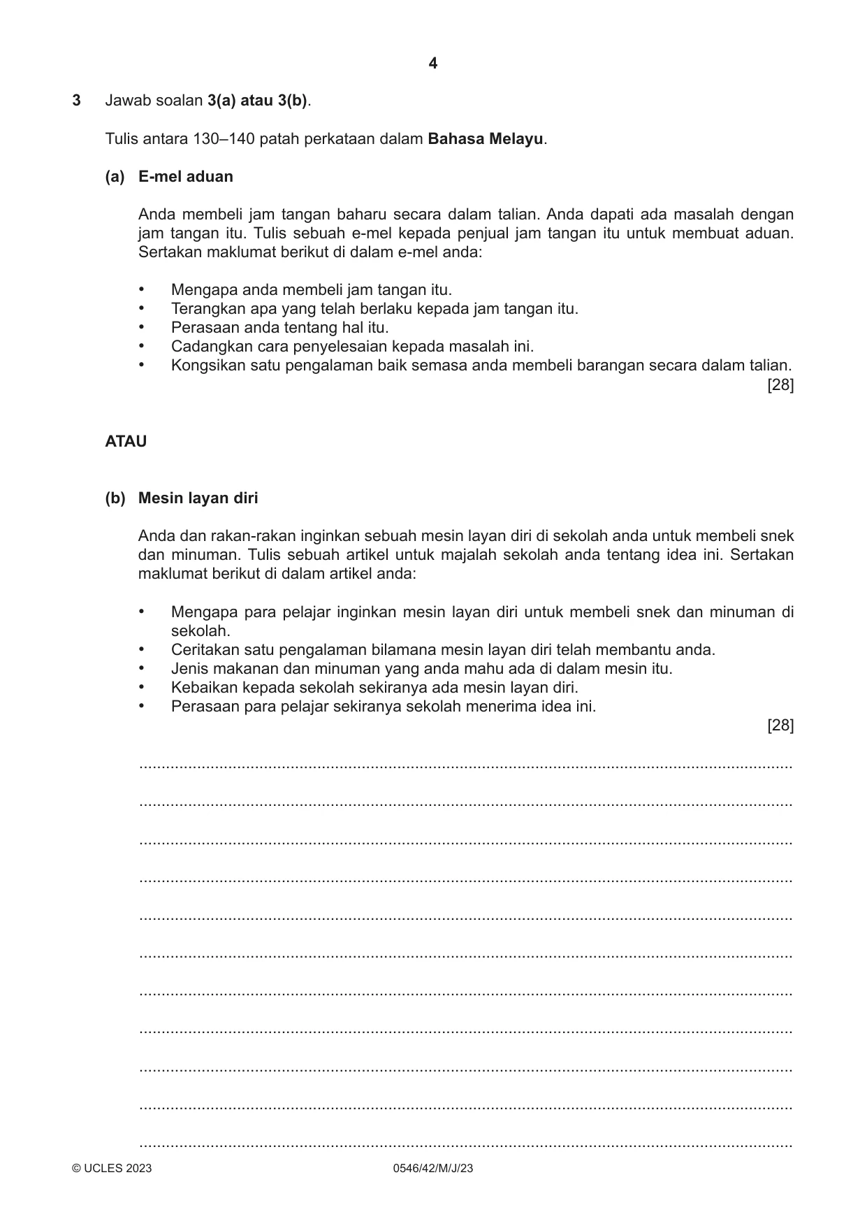 Cambridge IGCSE Malay - Foreign Language 0546 2023 May/June Paper 4 · Variant 2 question paper, page 4 of 8