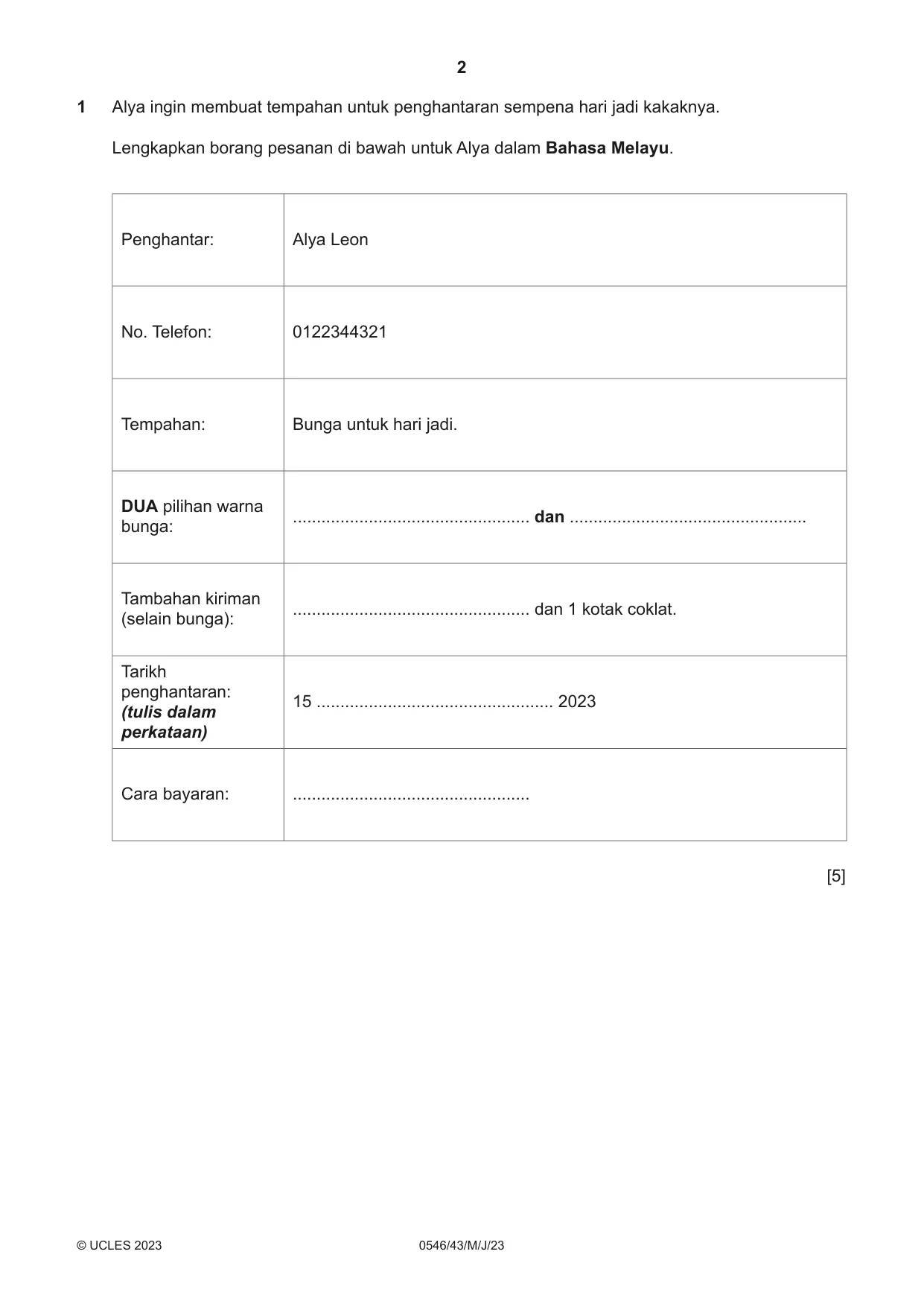 Cambridge IGCSE Malay - Foreign Language 0546 2023 May/June Paper 4 · Variant 3 question paper, page 2 of 8