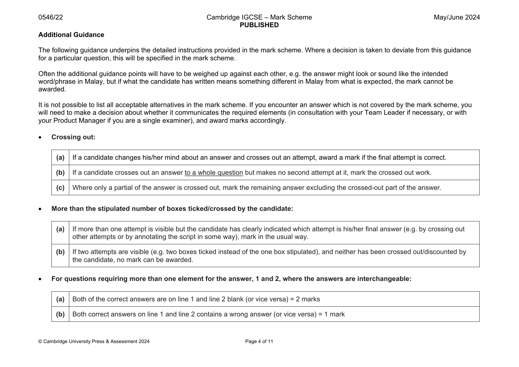 Mark scheme, page 4 of 11