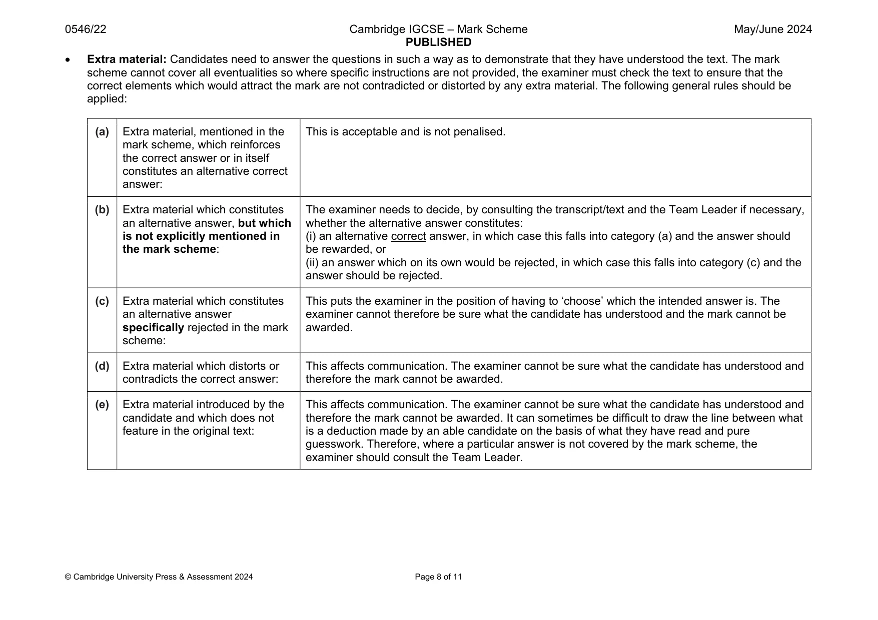 Mark scheme, page 8 of 11