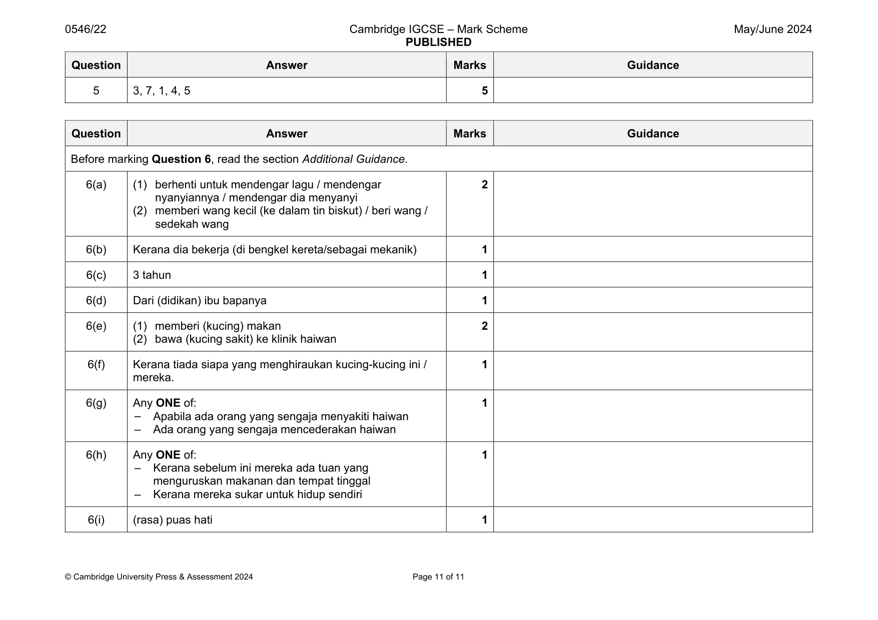 Mark scheme, page 11 of 11