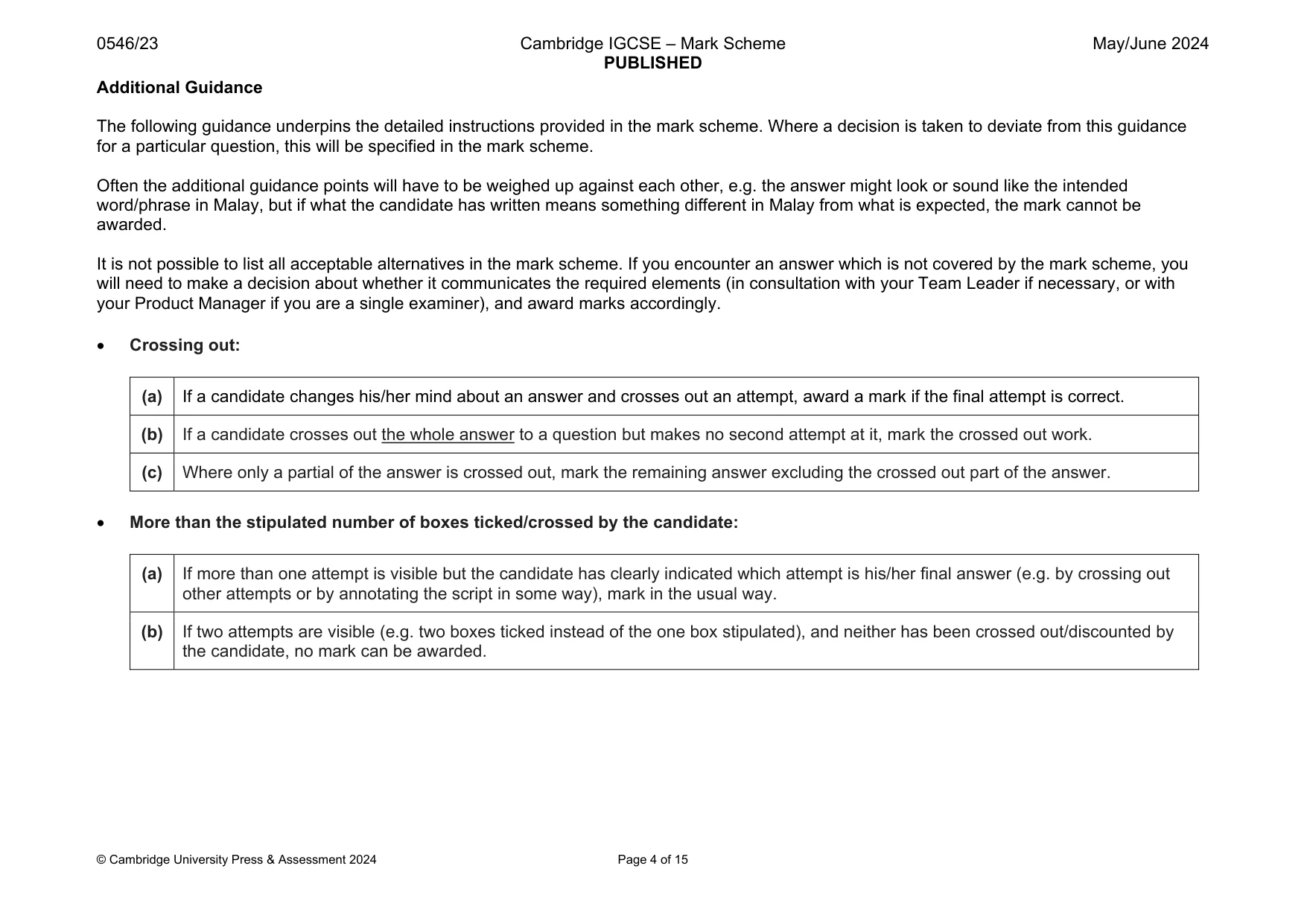Mark scheme, page 4 of 15