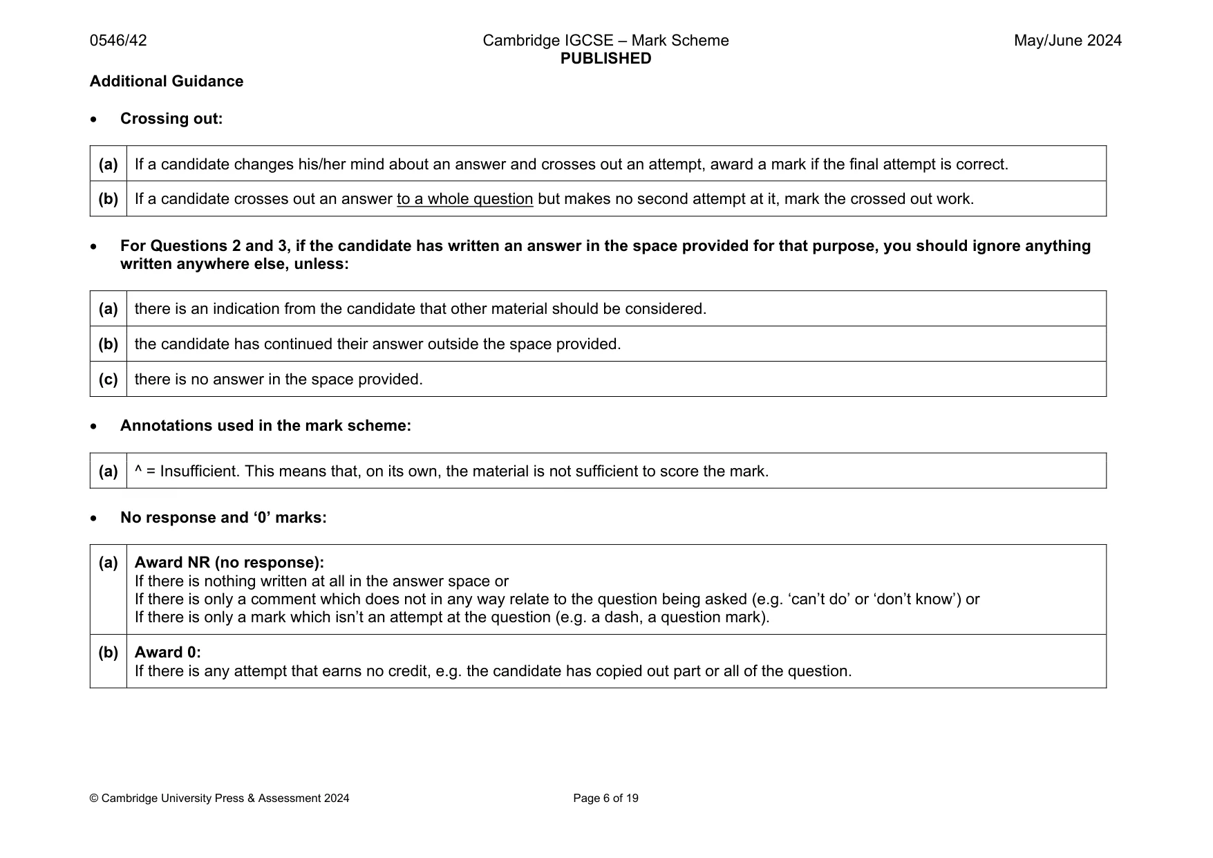 Mark scheme, page 6 of 19