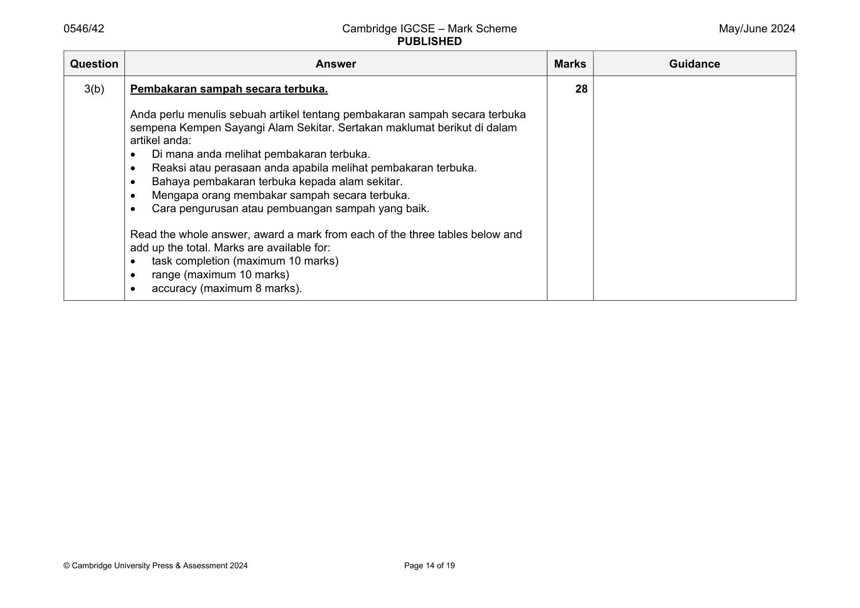 Mark scheme, page 14 of 19