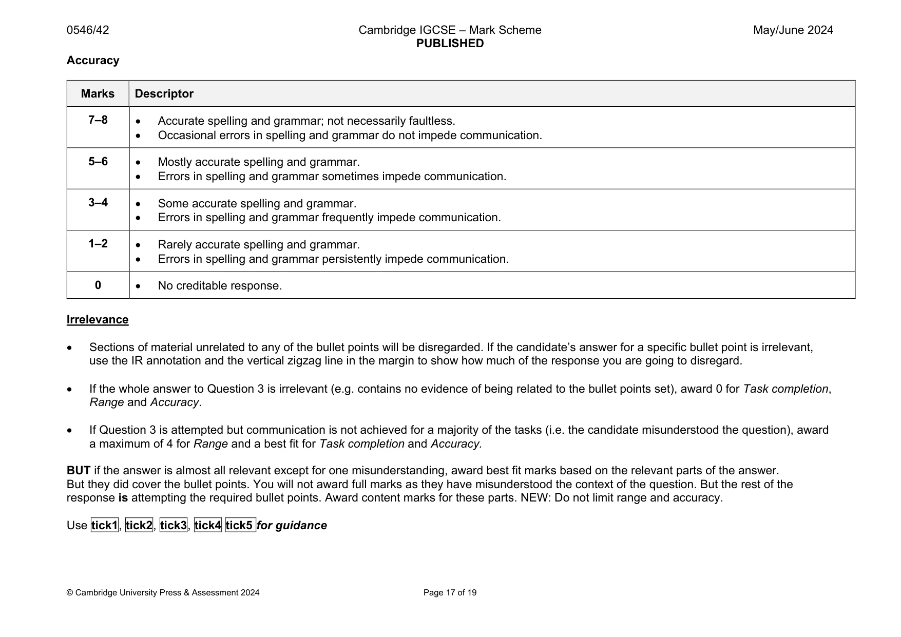 Mark scheme, page 17 of 19