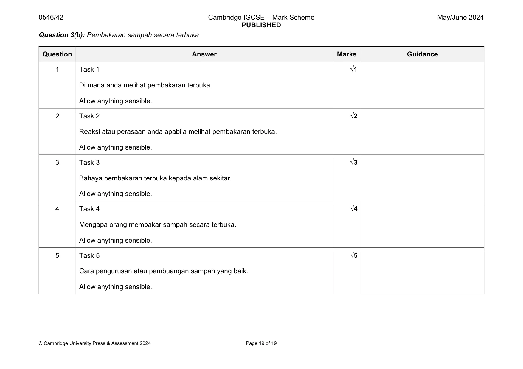 Mark scheme, page 19 of 19