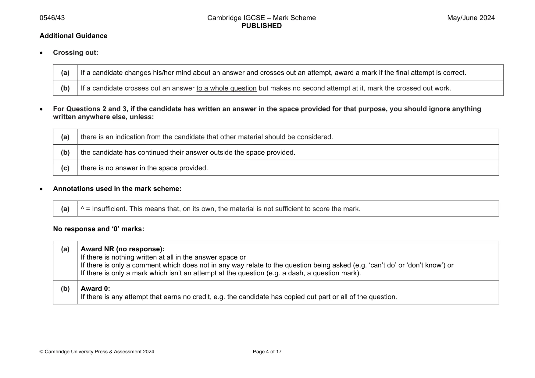 Mark scheme, page 4 of 17