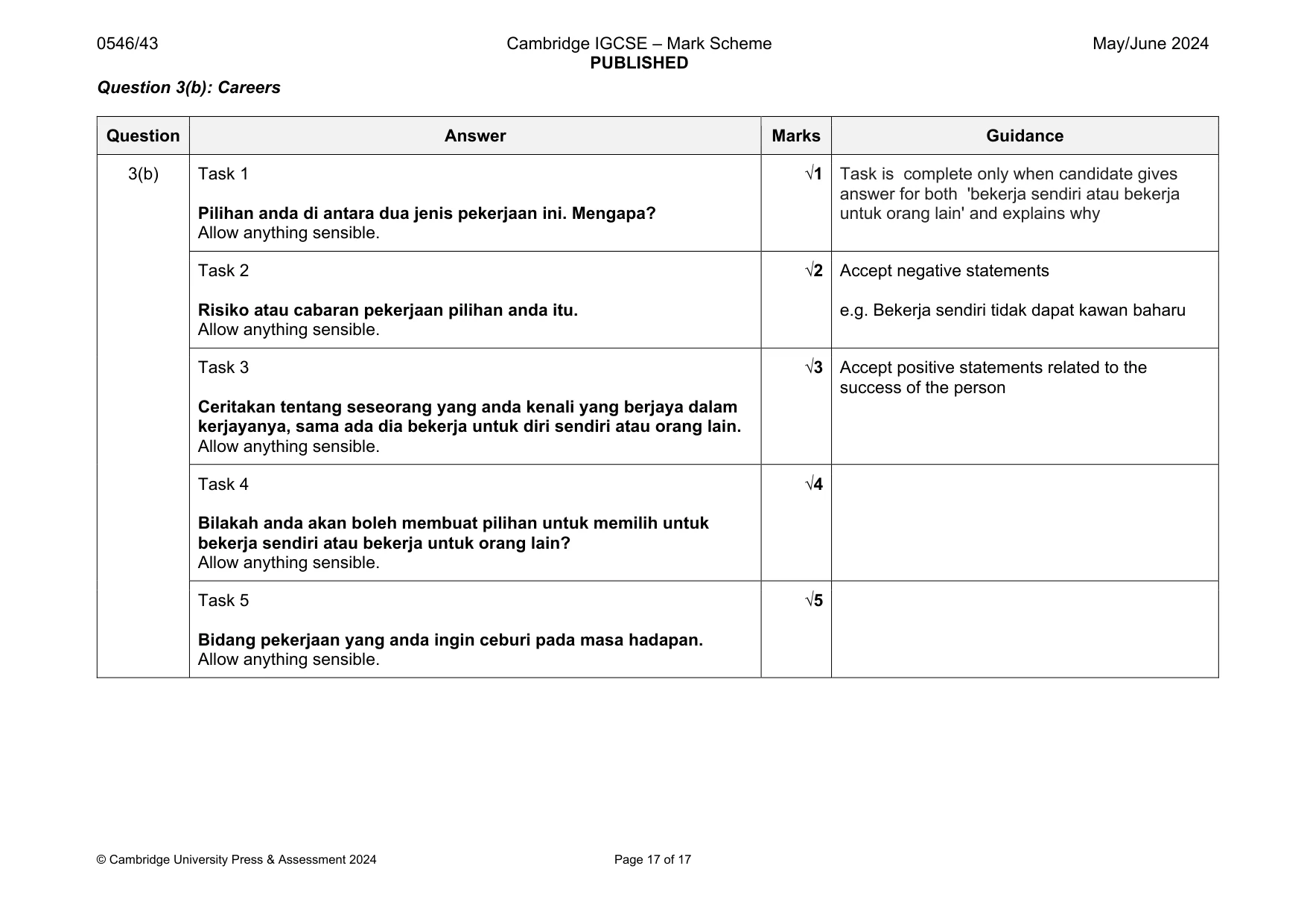 Mark scheme, page 17 of 17