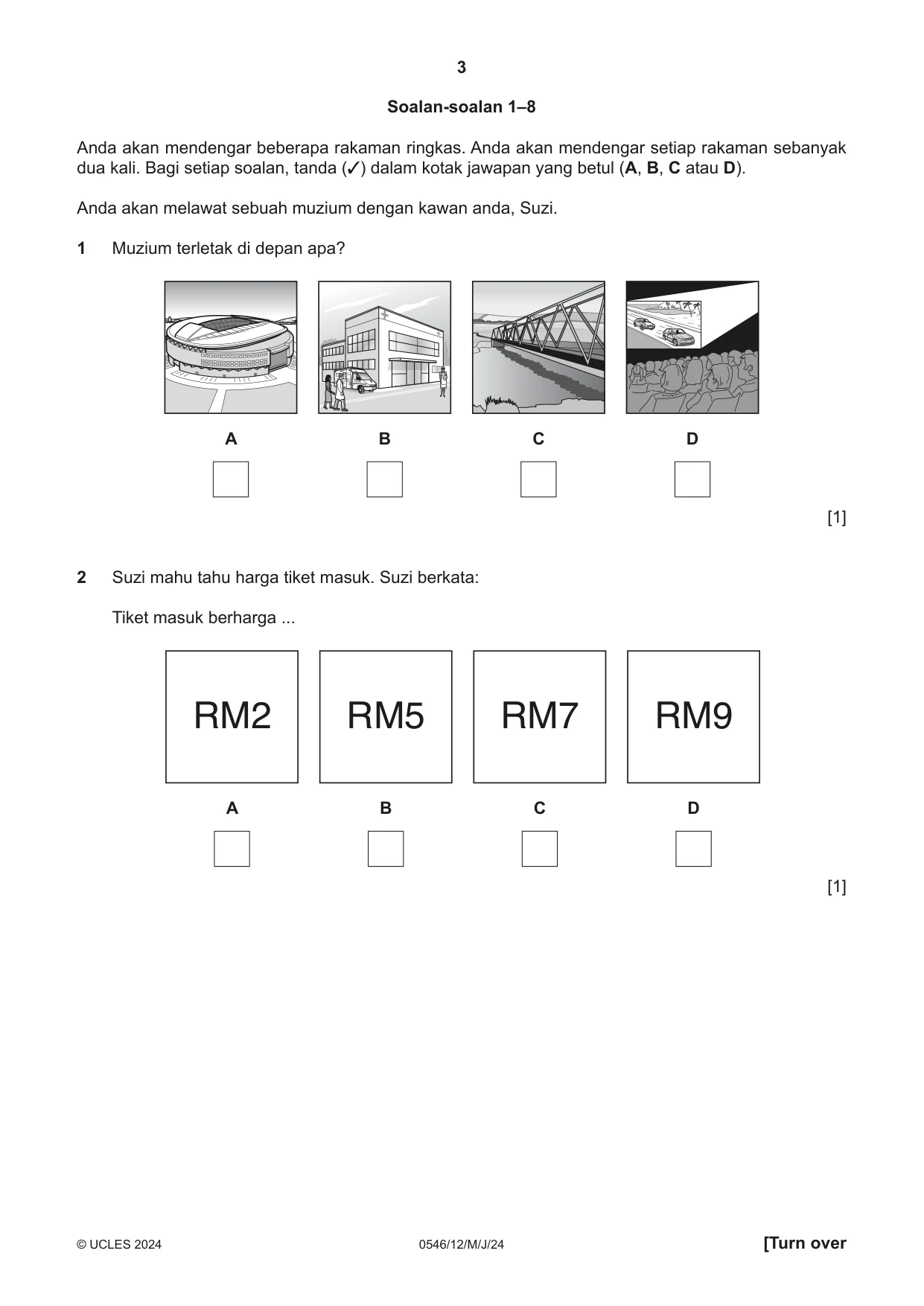 Cambridge IGCSE Malay - Foreign Language 0546 2024 May/June Paper 1 · Variant 2 question paper, page 3 of 16