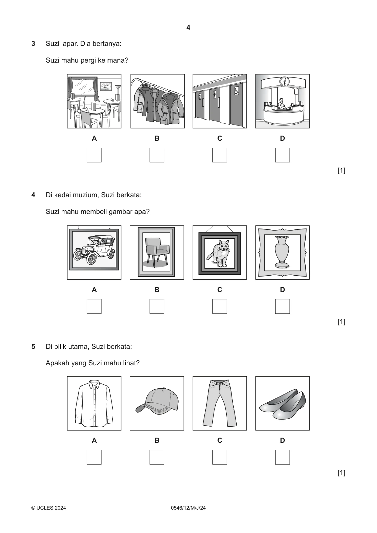 Cambridge IGCSE Malay - Foreign Language 0546 2024 May/June Paper 1 · Variant 2 question paper, page 4 of 16