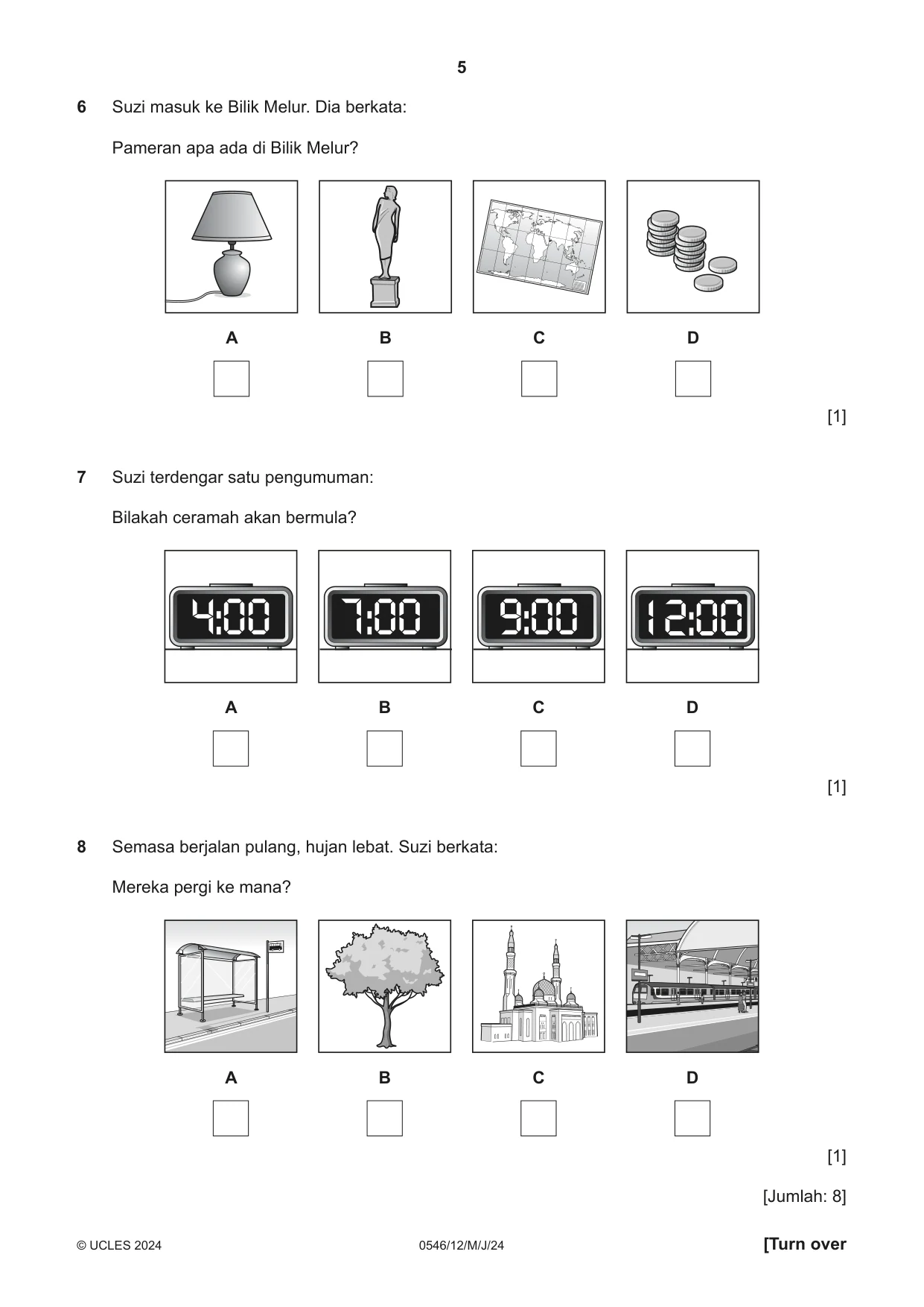 Cambridge IGCSE Malay - Foreign Language 0546 2024 May/June Paper 1 · Variant 2 question paper, page 5 of 16