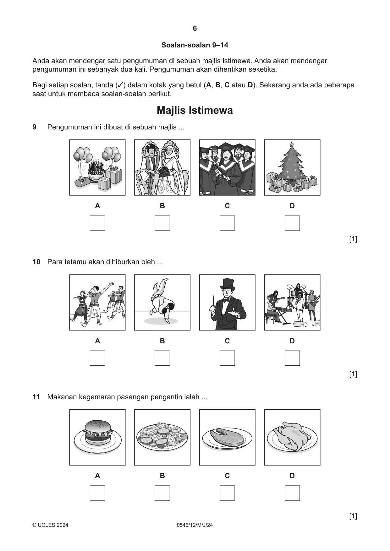 Cambridge IGCSE Malay - Foreign Language 0546 2024 May/June Paper 1 · Variant 2 question paper, page 6 of 16