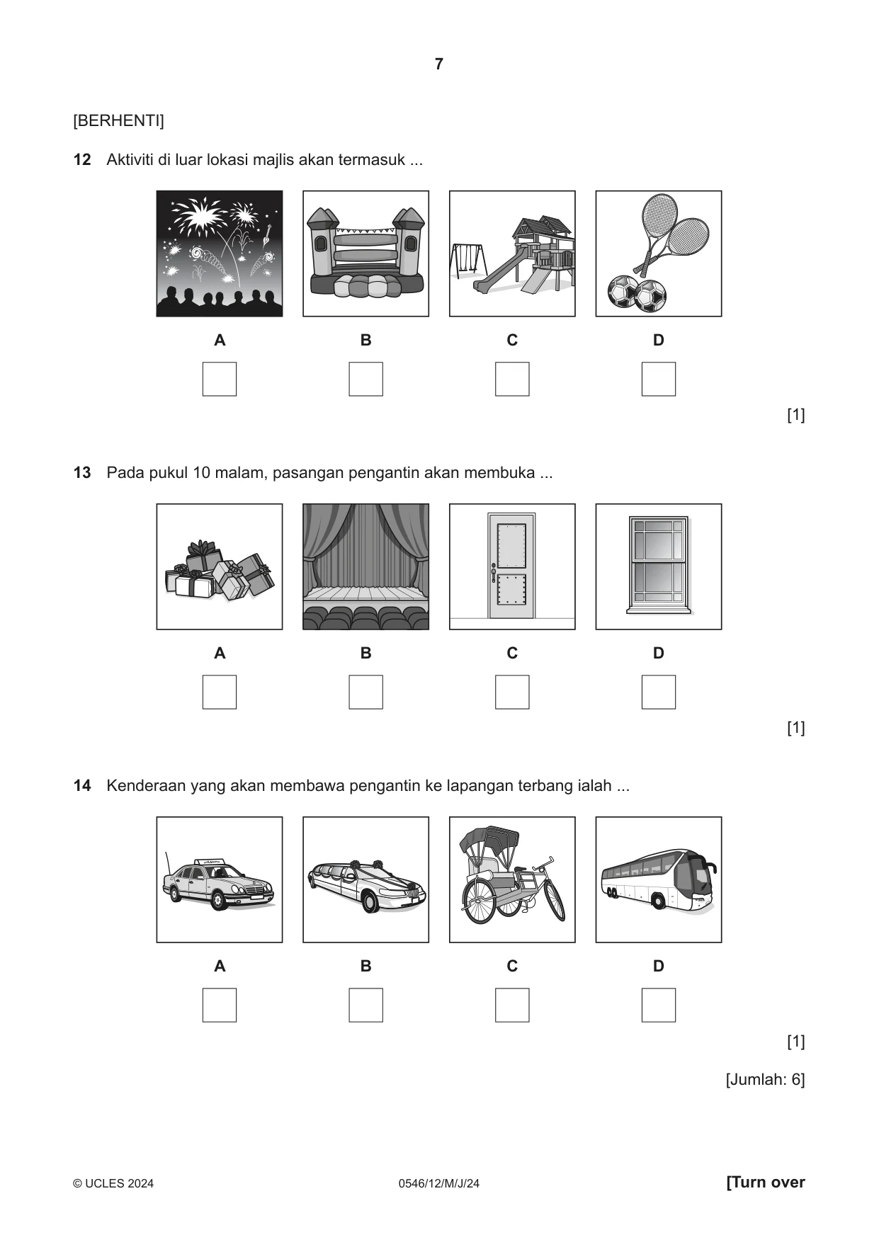 Cambridge IGCSE Malay - Foreign Language 0546 2024 May/June Paper 1 · Variant 2 question paper, page 7 of 16