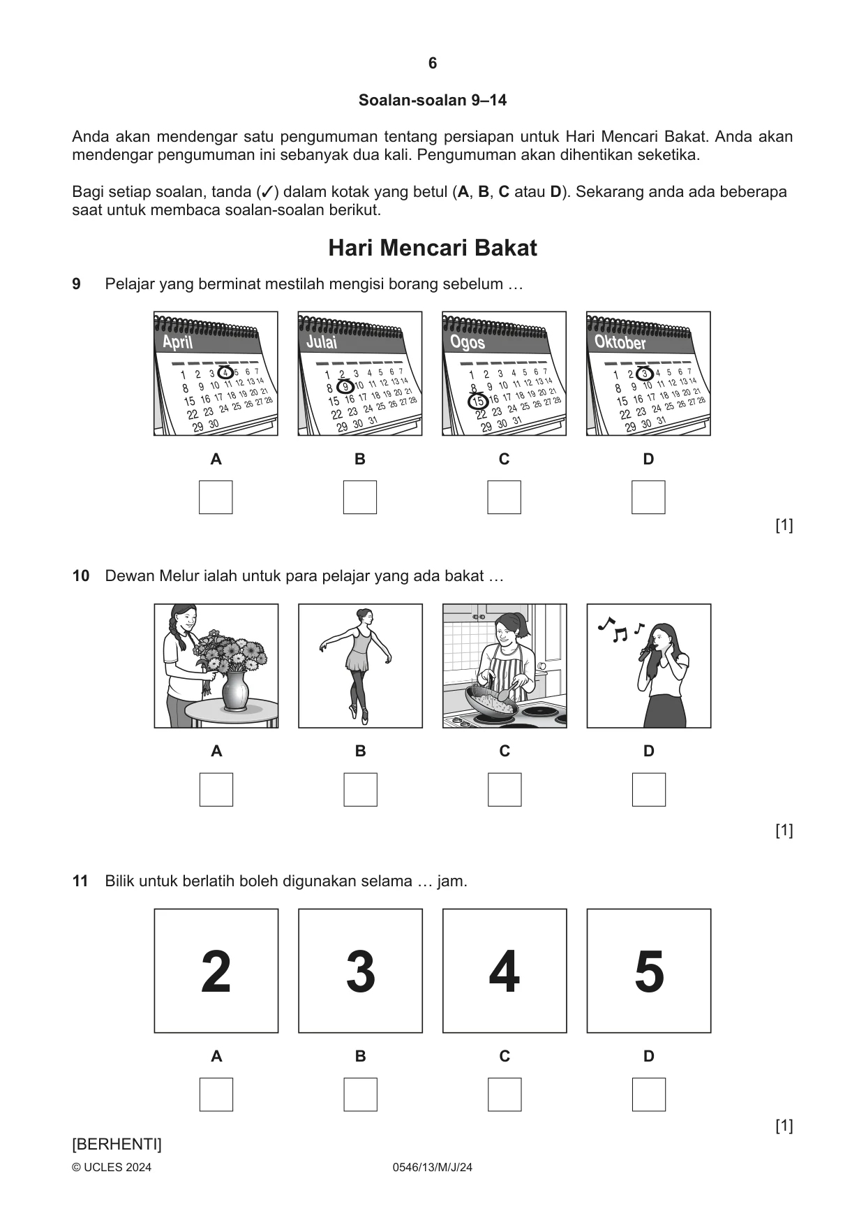 Cambridge IGCSE Malay - Foreign Language 0546 2024 May/June Paper 1 · Variant 3 question paper, page 6 of 16