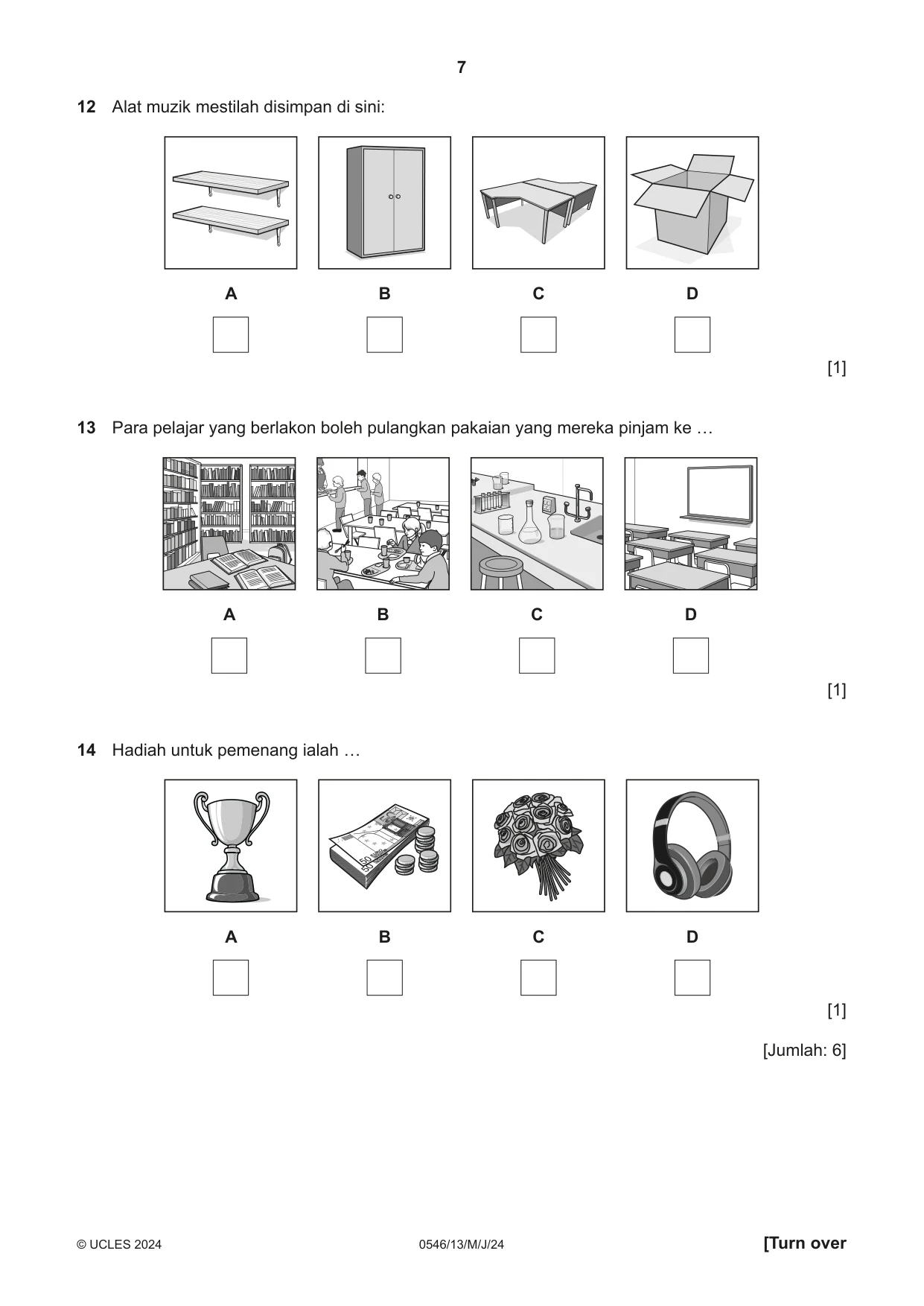 Cambridge IGCSE Malay - Foreign Language 0546 2024 May/June Paper 1 · Variant 3 question paper, page 7 of 16