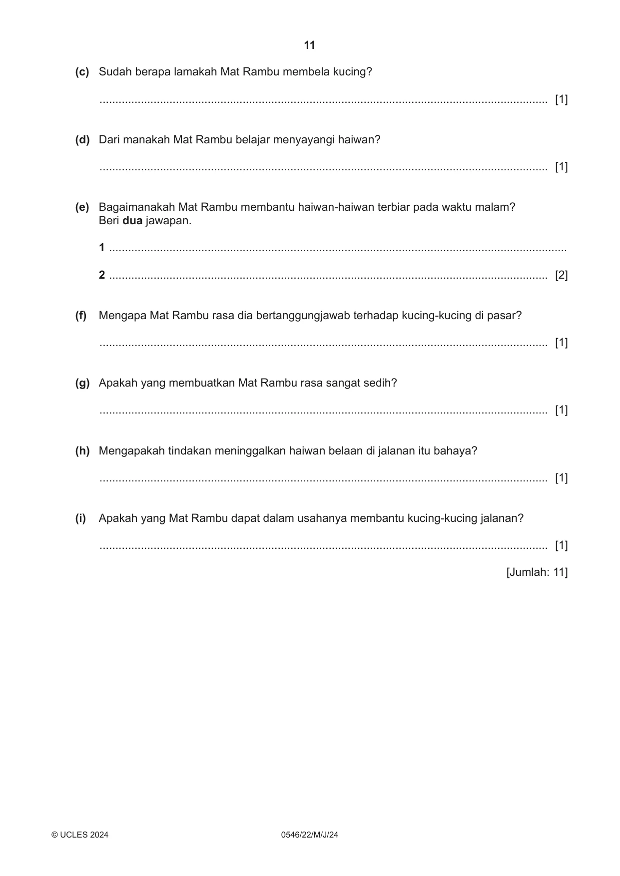 Cambridge IGCSE Malay - Foreign Language 0546 2024 May/June Paper 2 · Variant 2 question paper, page 11 of 12
