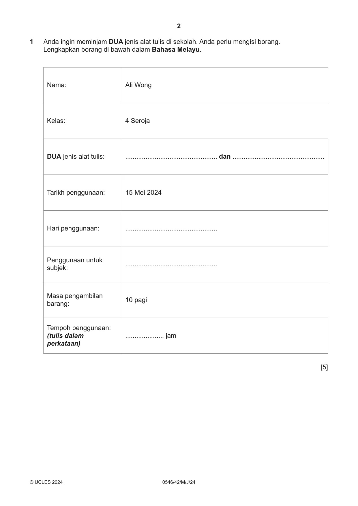 Cambridge IGCSE Malay - Foreign Language 0546 2024 May/June Paper 4 · Variant 2 question paper, page 2 of 8
