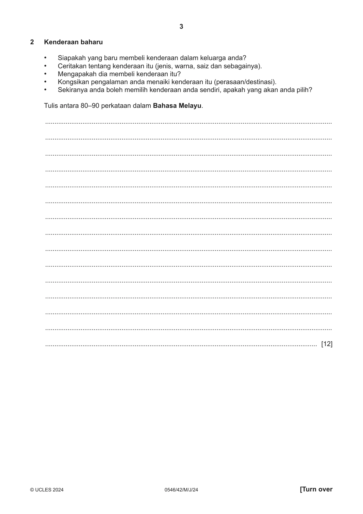 Cambridge IGCSE Malay - Foreign Language 0546 2024 May/June Paper 4 · Variant 2 question paper, page 3 of 8