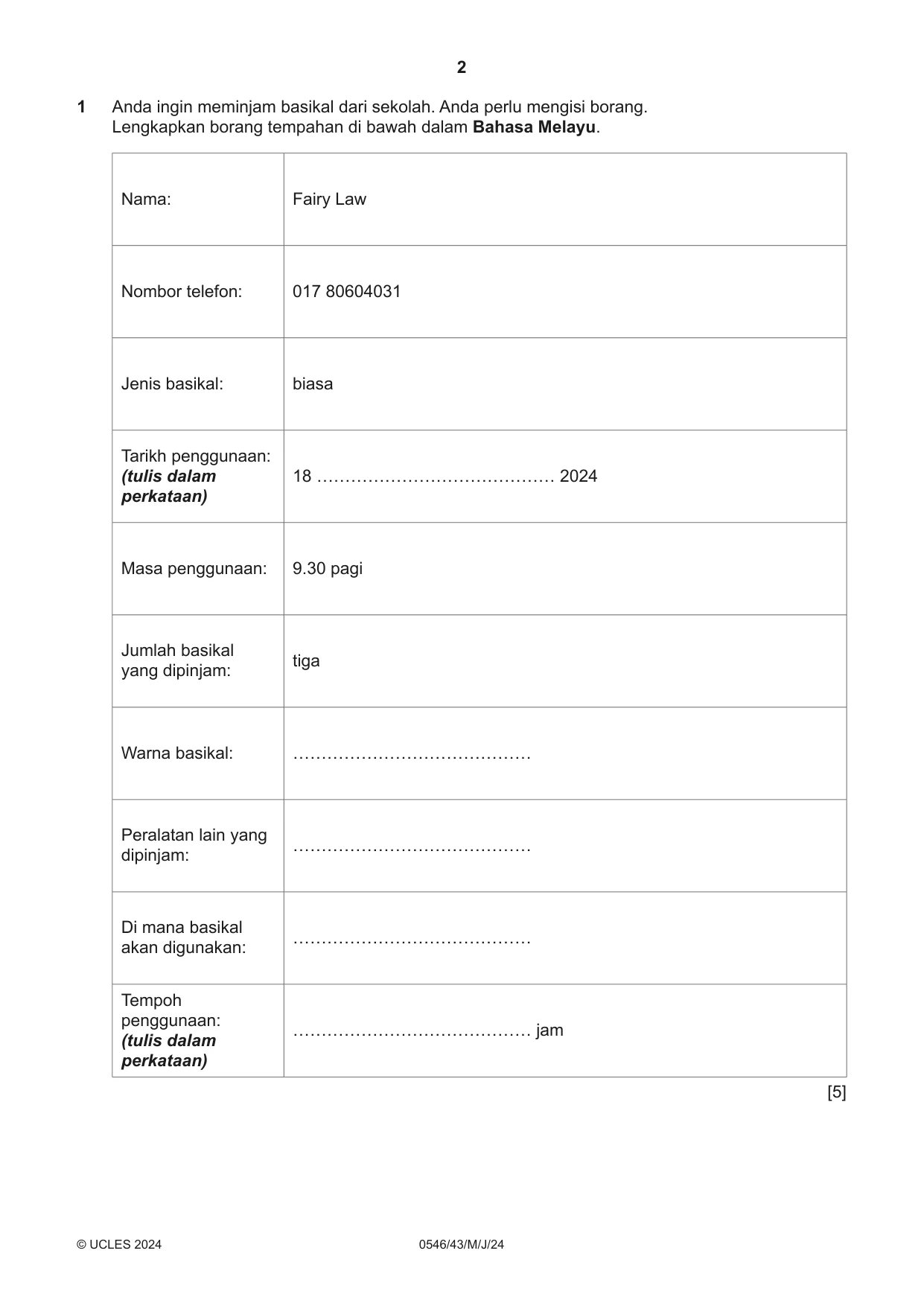 Cambridge IGCSE Malay - Foreign Language 0546 2024 May/June Paper 4 · Variant 3 question paper, page 2 of 8